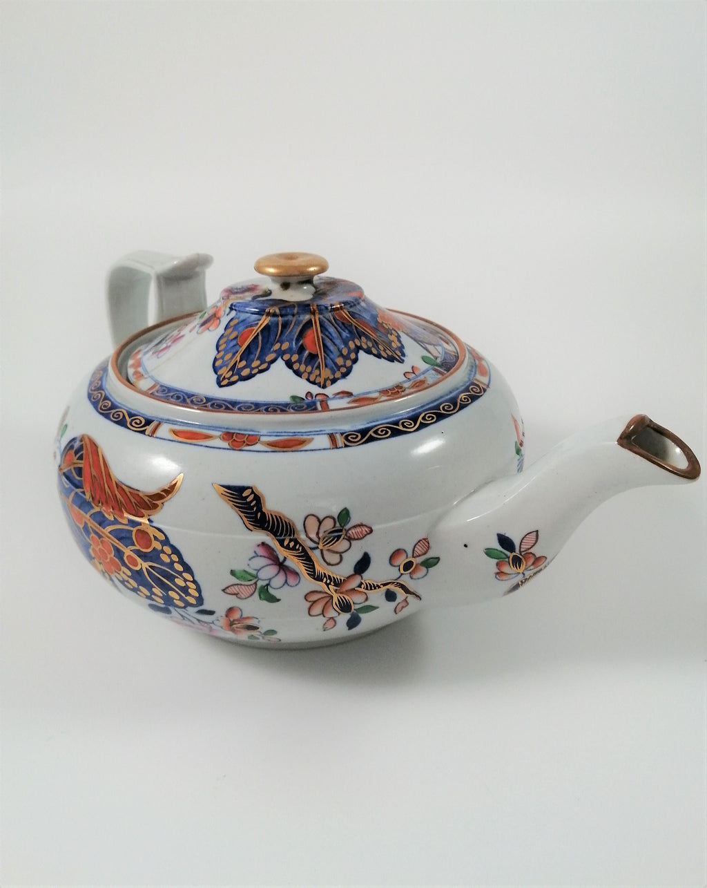 Antique Spode Stone China Teapot: Tobacco Leaf Pattern, c. 1810 Georgian Teaware