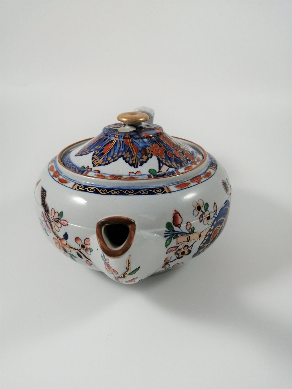 Antique Spode Stone China Teapot: Tobacco Leaf Pattern, c. 1810 Georgian Teaware