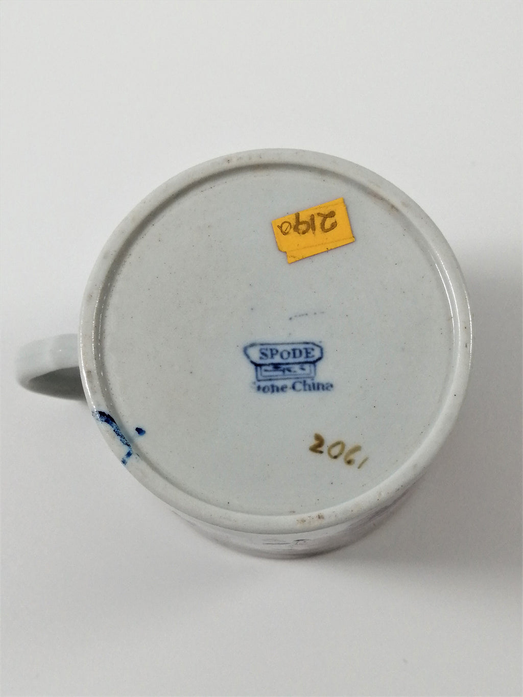 Antique Spode Stone China Coffee Cup & Saucer: Tobacco Leaf Pattern, c. 1810