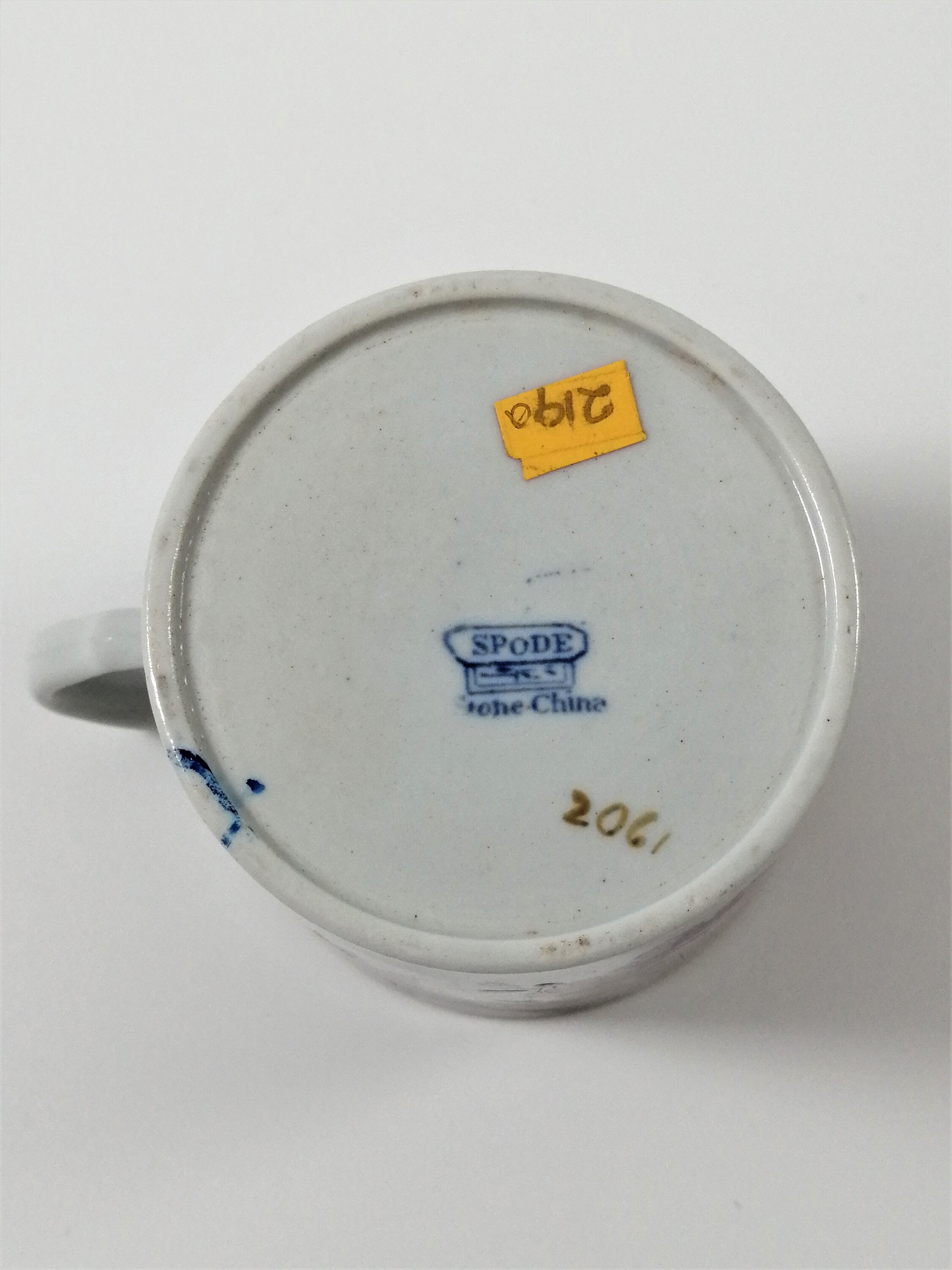 Antique Spode Stone China Coffee Cup & Saucer: Tobacco Leaf Pattern, c. 1810