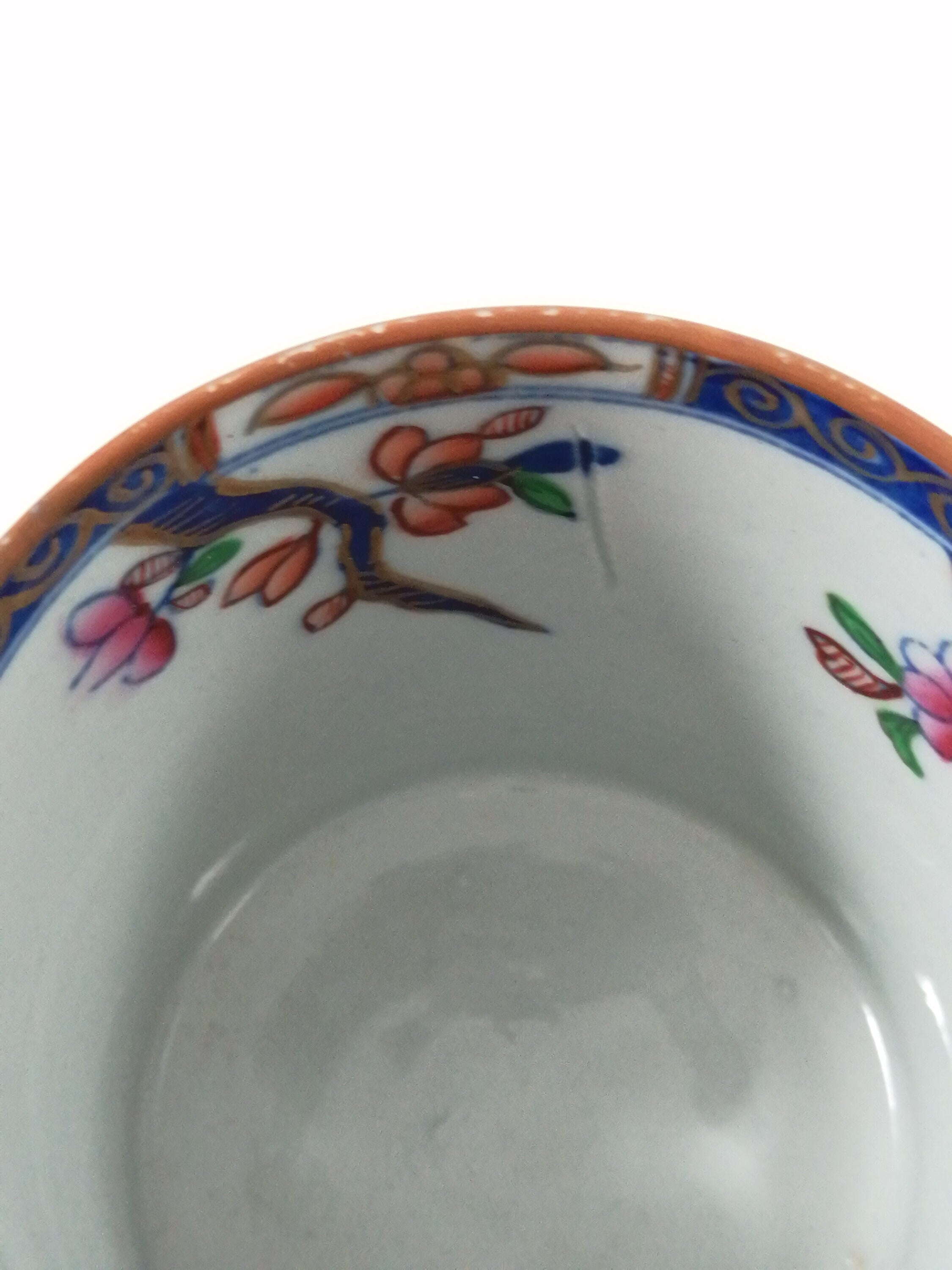 Antique Spode Stone China Coffee Cup & Saucer: Tobacco Leaf Pattern, c. 1810