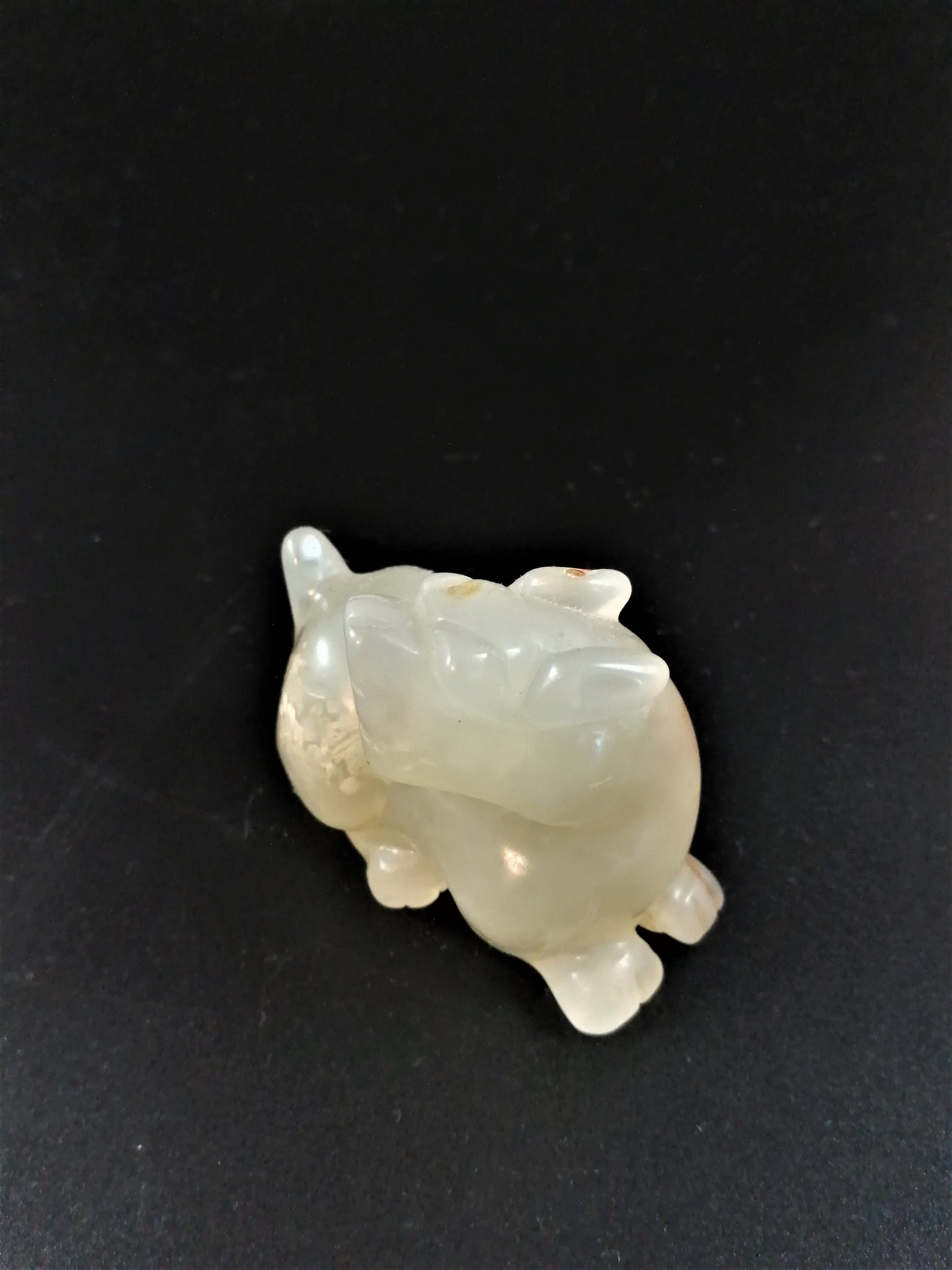 Chinese Nephrite Jade Carving pale green figure of a mythical beast