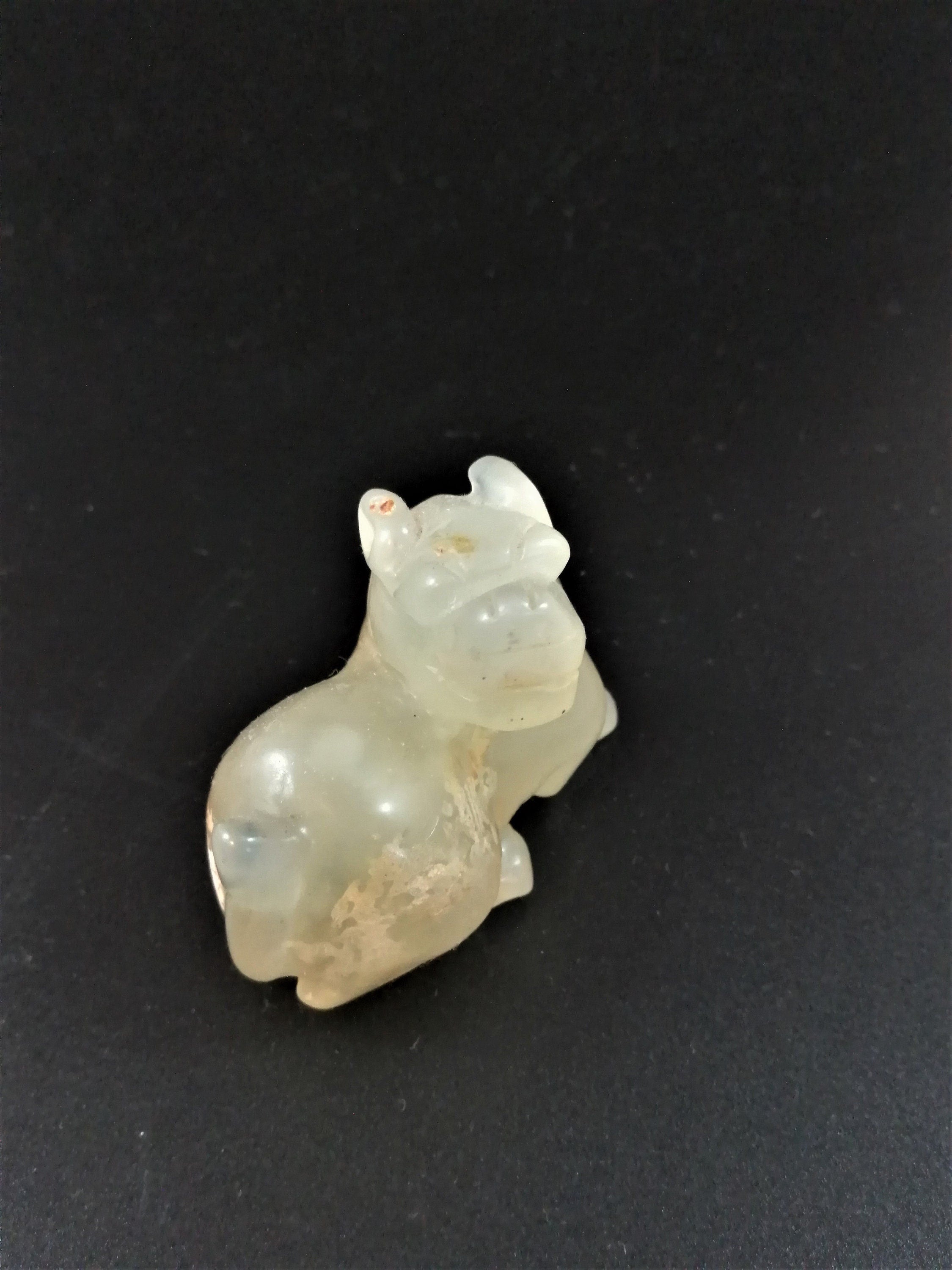 Chinese Nephrite Jade Carving pale green figure of a mythical beast