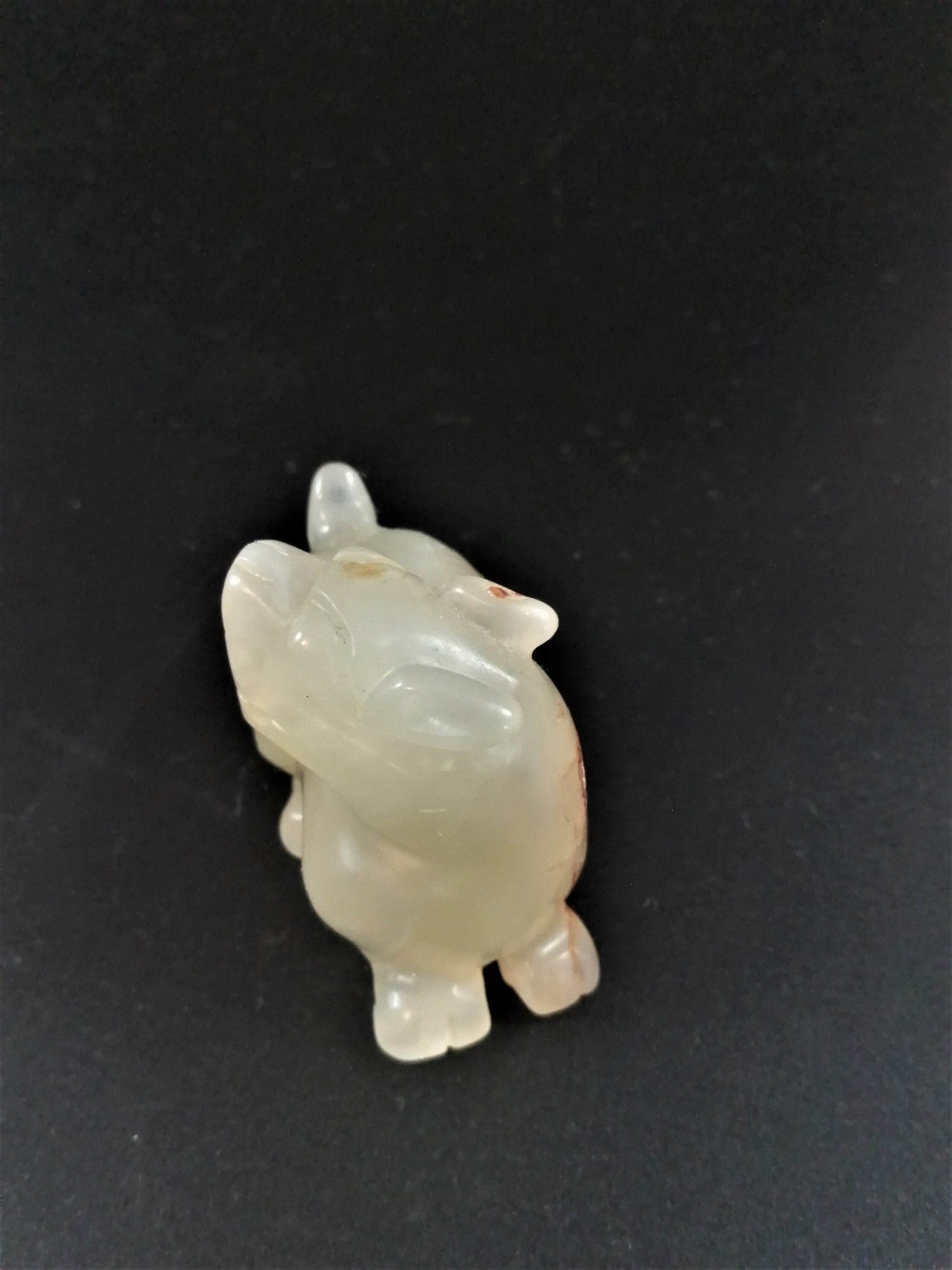 Chinese Nephrite Jade Carving pale green figure of a mythical beast