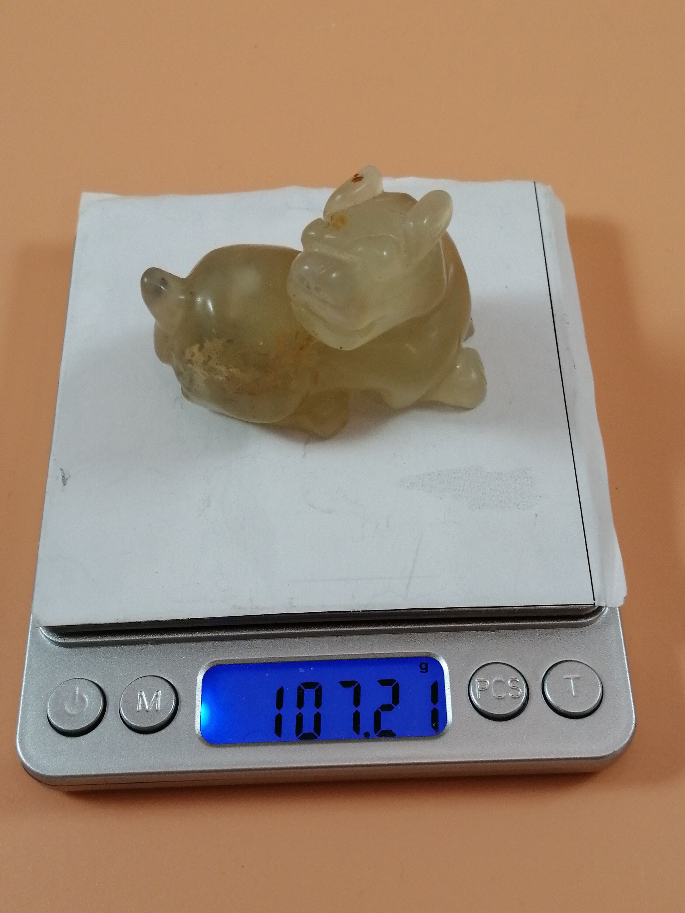 Chinese Nephrite Jade Carving pale green figure of a mythical beast