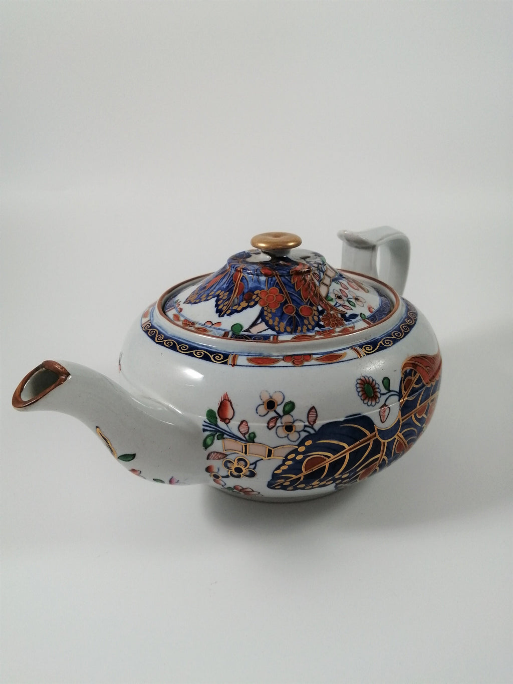 Antique Spode Stone China Teapot: Tobacco Leaf Pattern, c. 1810 Georgian Teaware