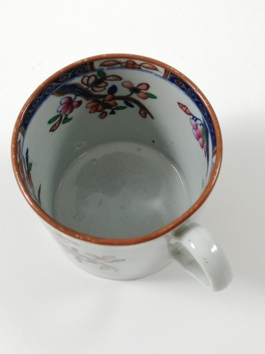 Antique Spode Stone China Coffee Cup & Saucer: Tobacco Leaf Pattern, c. 1810