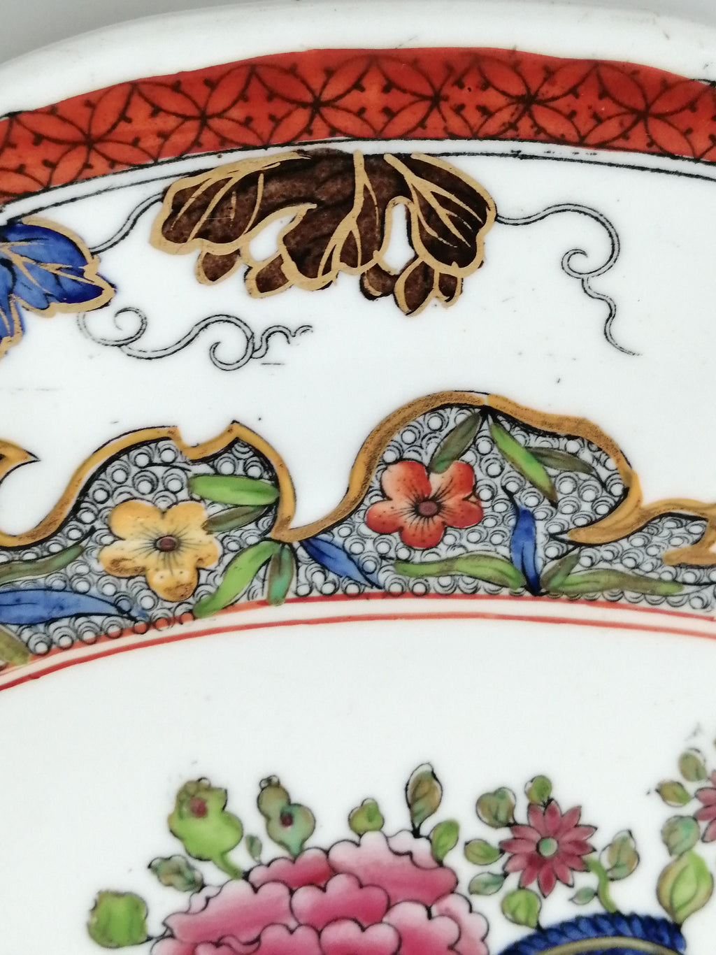Antique Mason's Ironstone Serving Platter: Hand-Painted Chinoiserie Geese