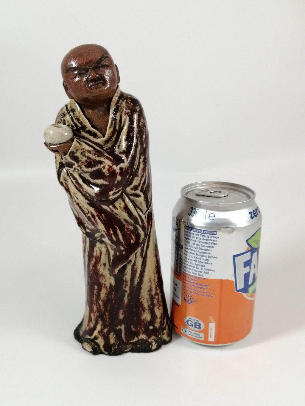 Antique Shiwan Ware Monk Figurine: Hand-Sculpted Chinese Pottery, Jun Glaze