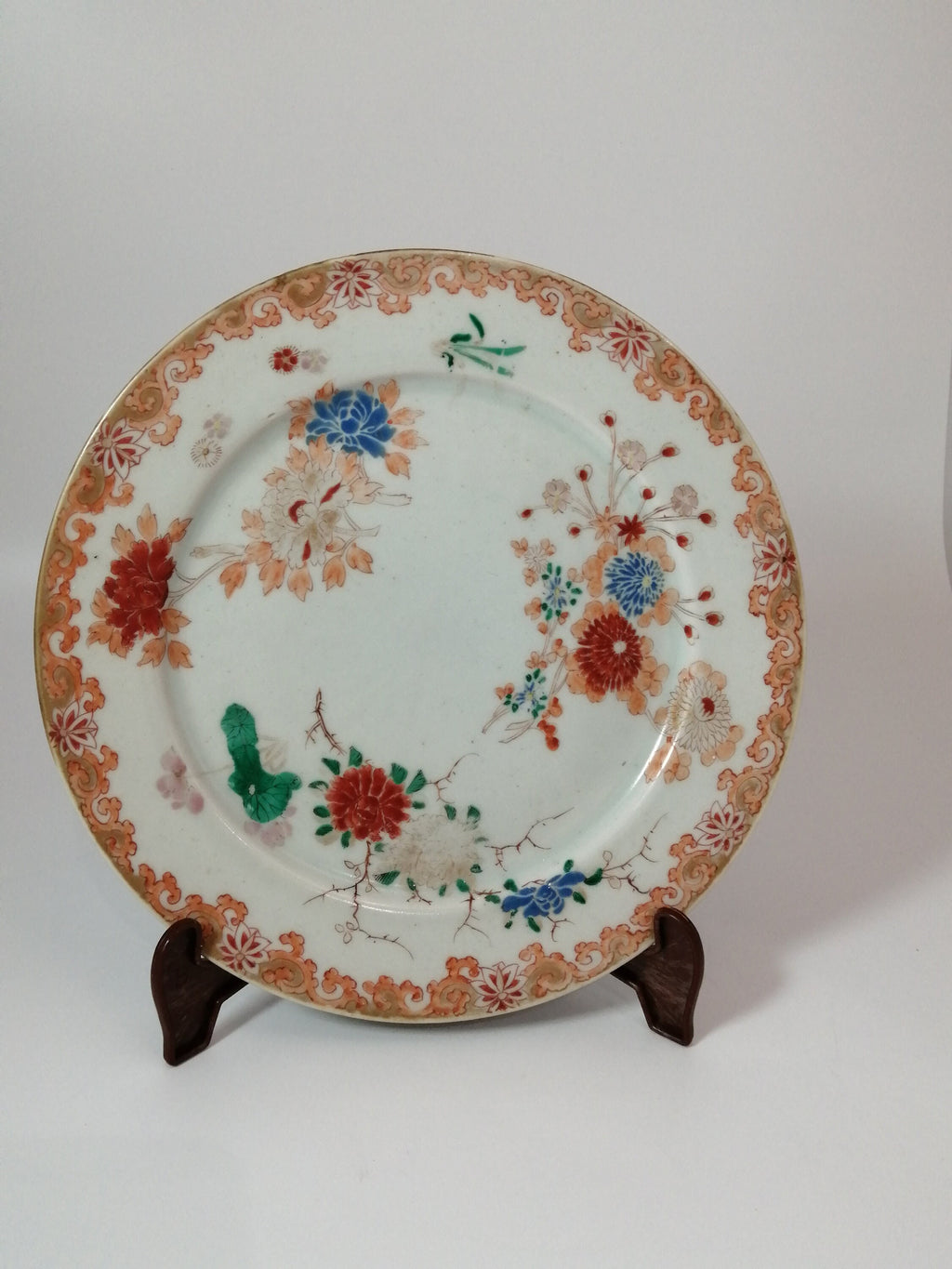 Antique Arita Imari Porcelain Dish: Edo-Meiji Peony Design