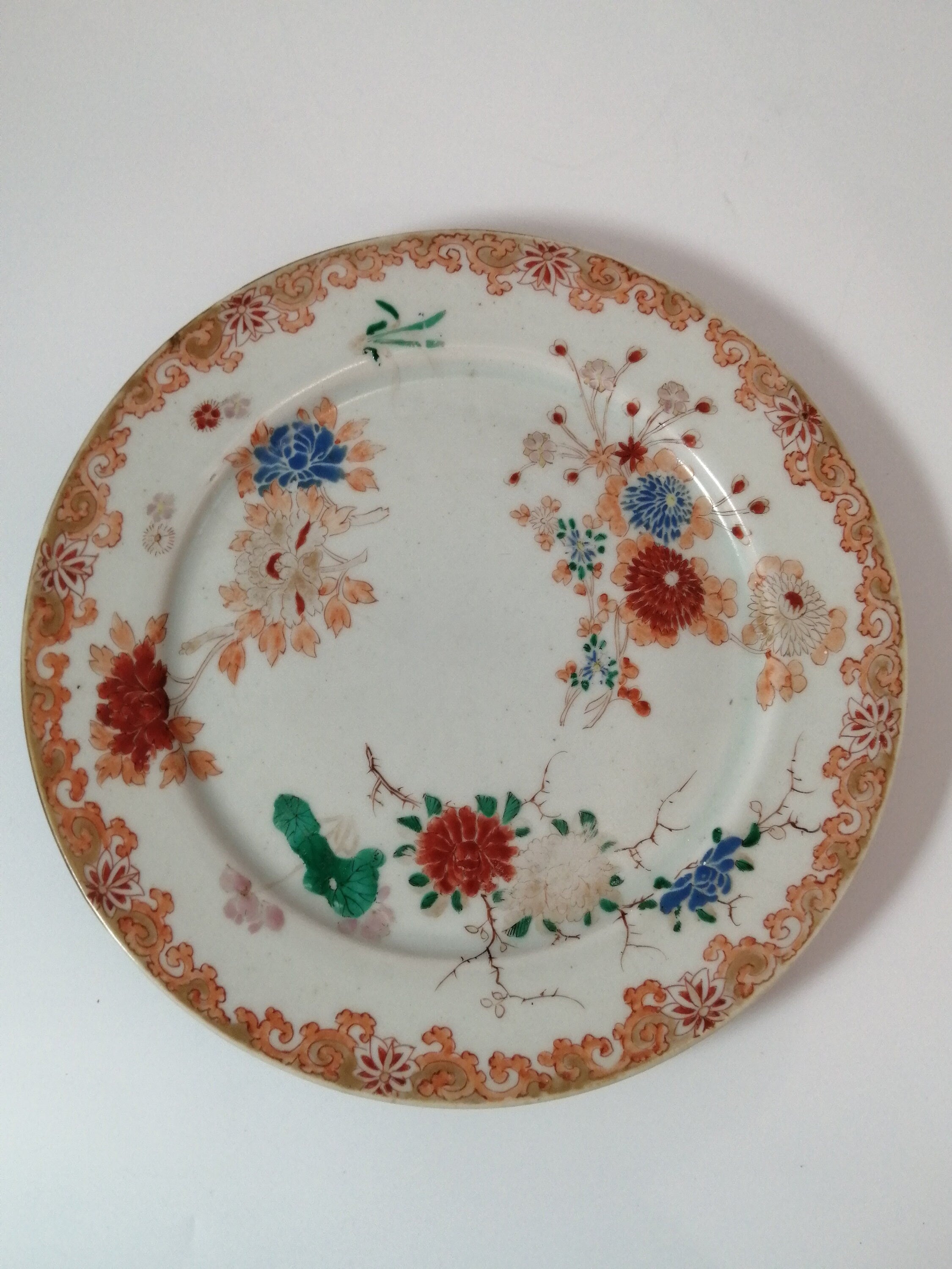 Antique Arita Imari Porcelain Dish: Edo-Meiji Peony Design