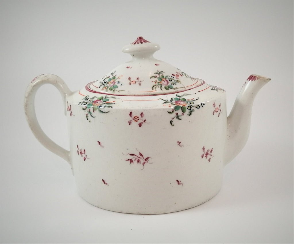 Antique New Hall Porcelain Teapot: George III Floral Teaware, Pattern 376