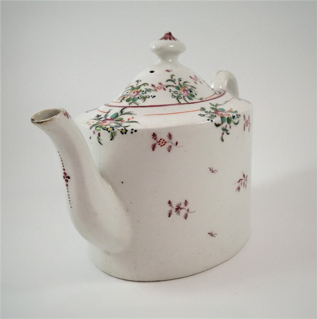 Antique New Hall Porcelain Teapot: George III Floral Teaware, Pattern 376