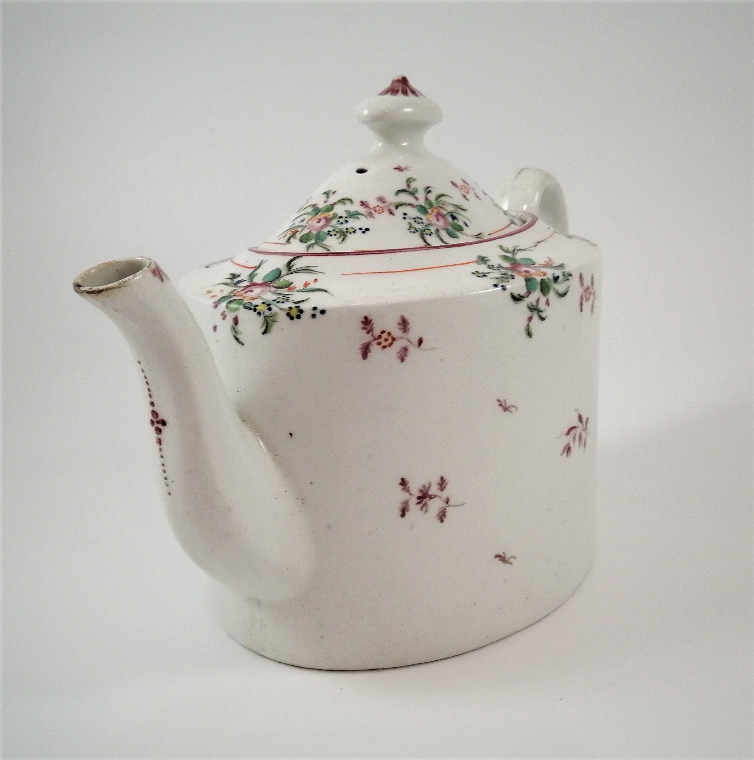 Antique New Hall Porcelain Teapot: George III Floral Teaware, Pattern 376