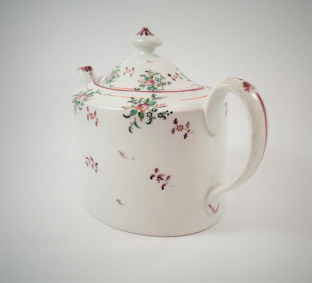 Antique New Hall Porcelain Teapot: George III Floral Teaware, Pattern 376