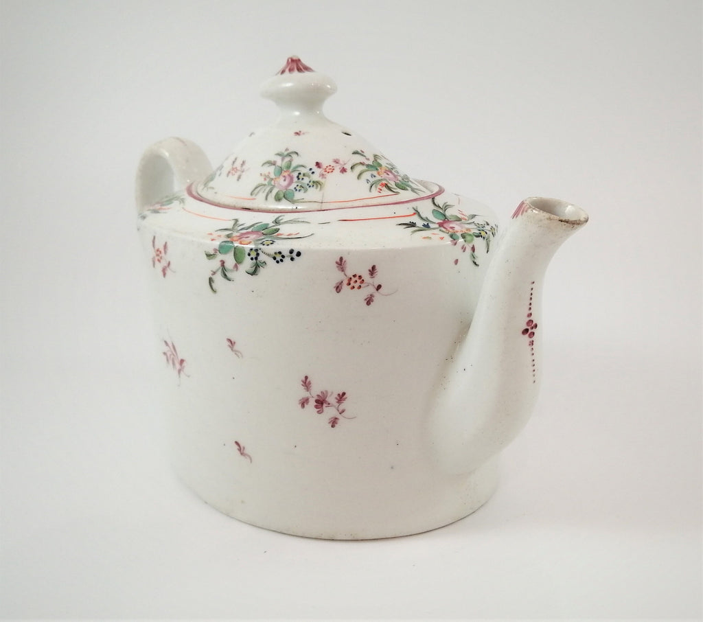 Antique New Hall Porcelain Teapot: George III Floral Teaware, Pattern 376