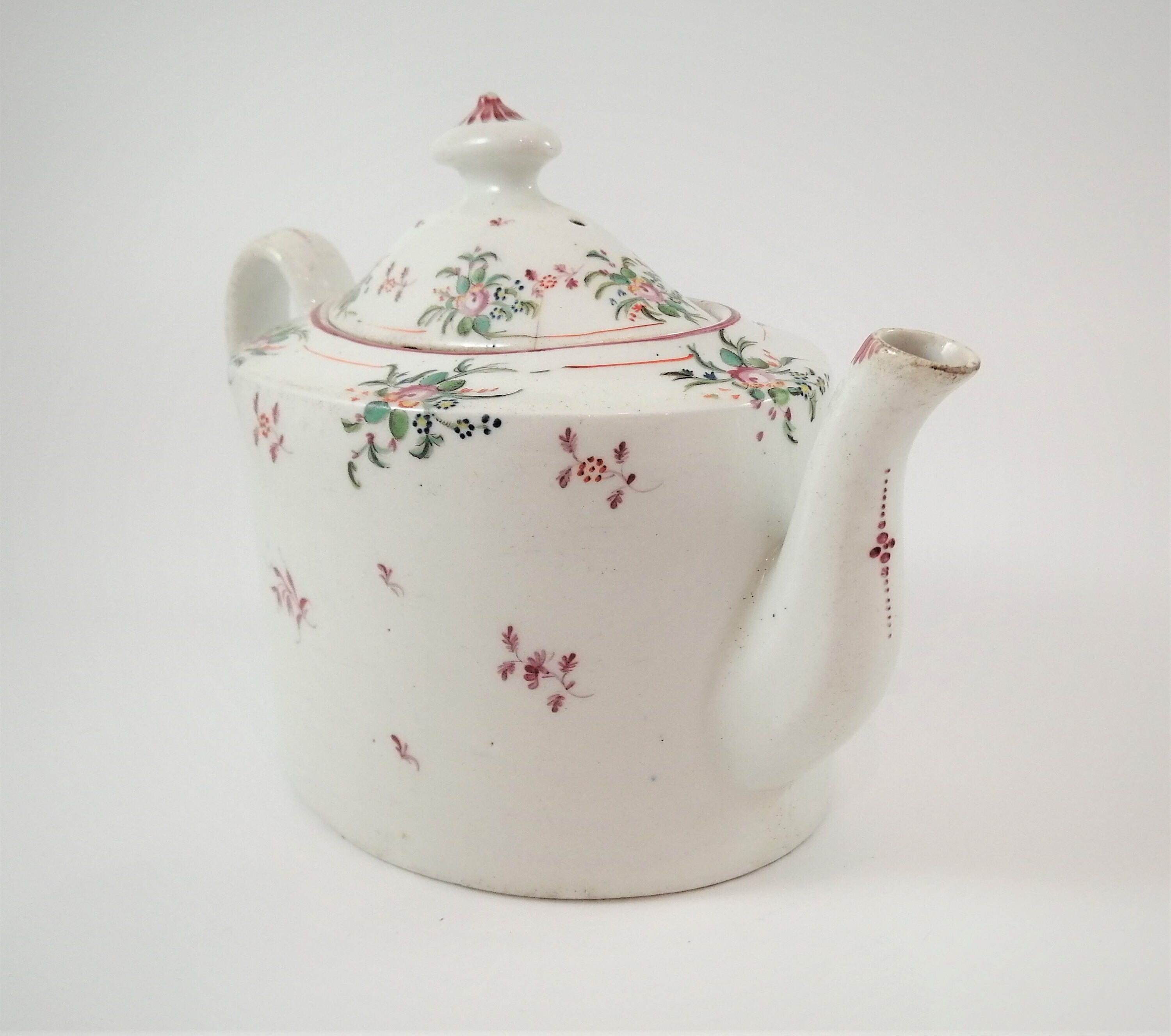 Antique New Hall Porcelain Teapot: George III Floral Teaware, Pattern 376