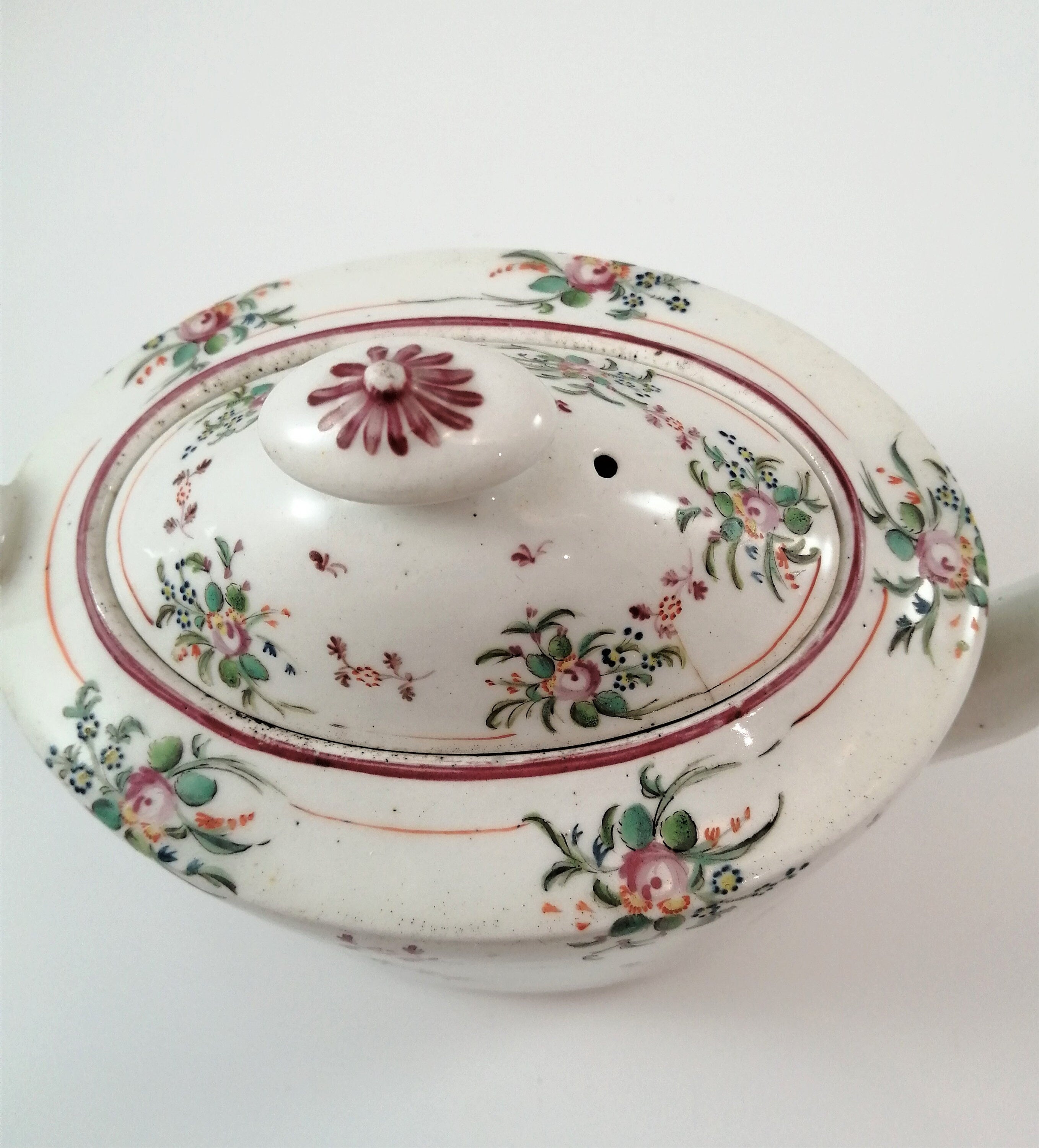 Antique New Hall Porcelain Teapot: George III Floral Teaware, Pattern 376