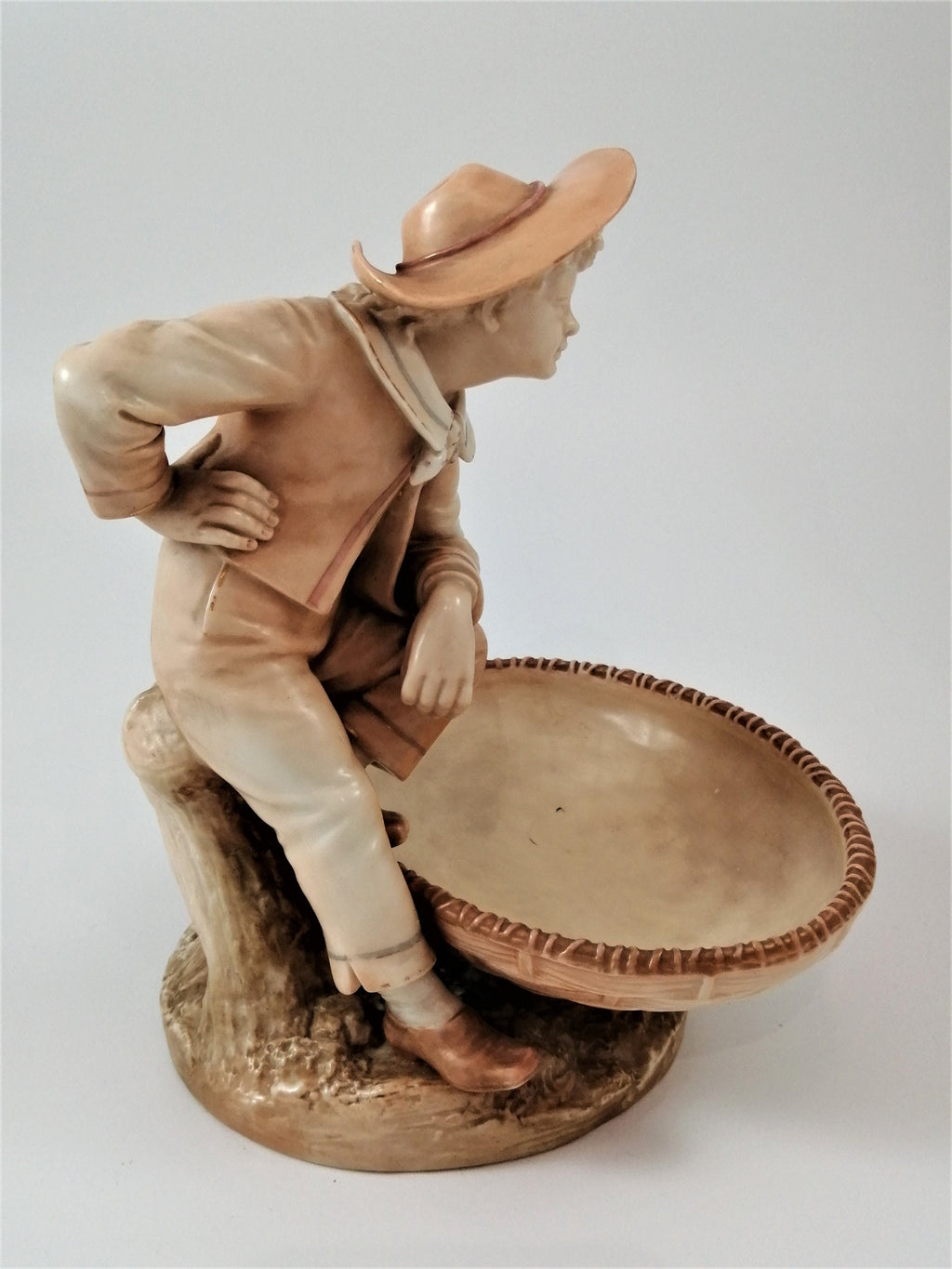 Royal Worcester Figurine: James Hadley Boy in Tree Bonbon Dish, 1889