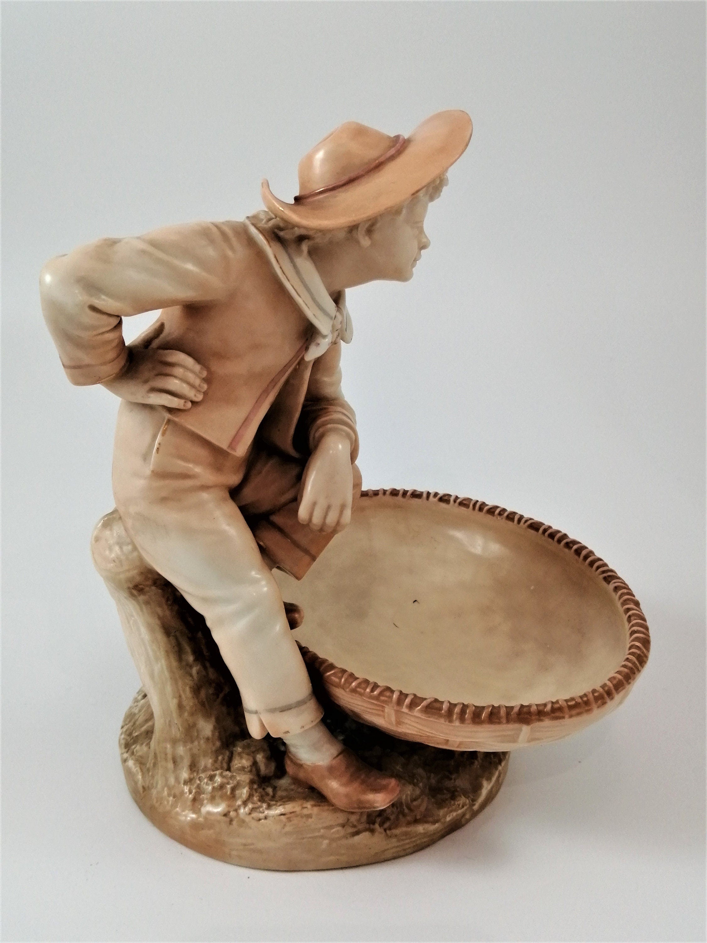 Royal Worcester Figurine: James Hadley Boy in Tree Bonbon Dish, 1889