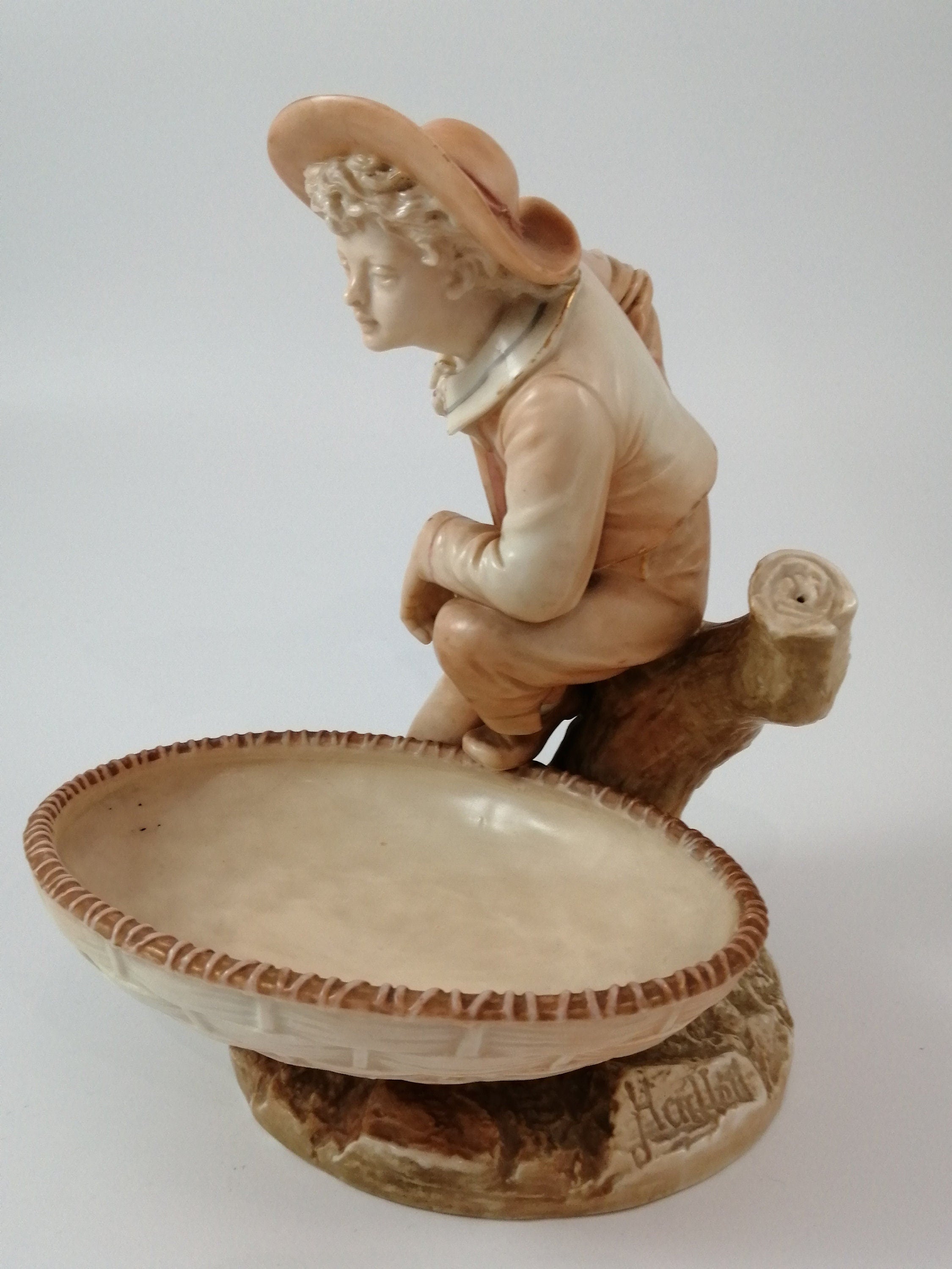 Royal Worcester Figurine: James Hadley Boy in Tree Bonbon Dish, 1889