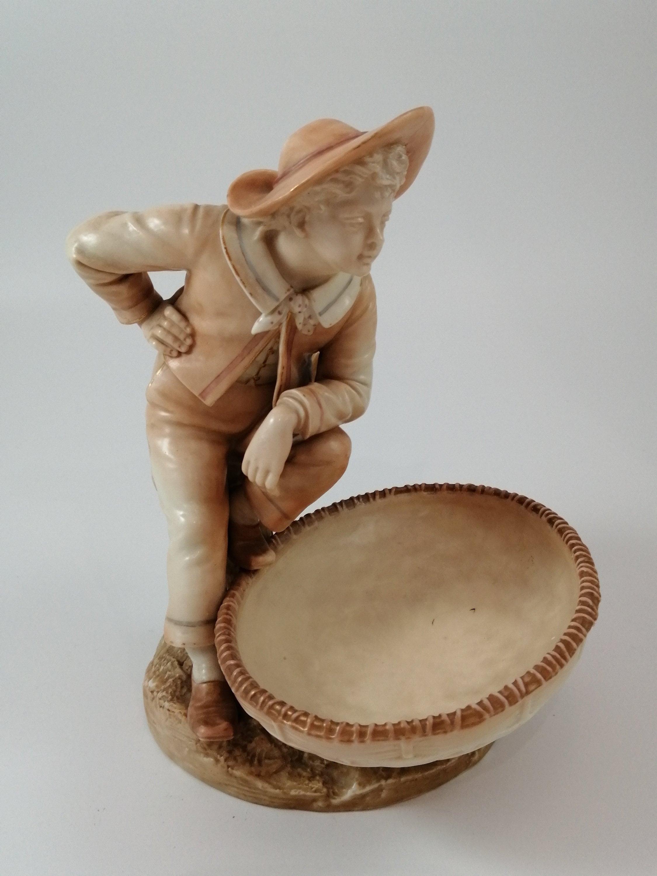Royal Worcester Figurine: James Hadley Boy in Tree Bonbon Dish, 1889