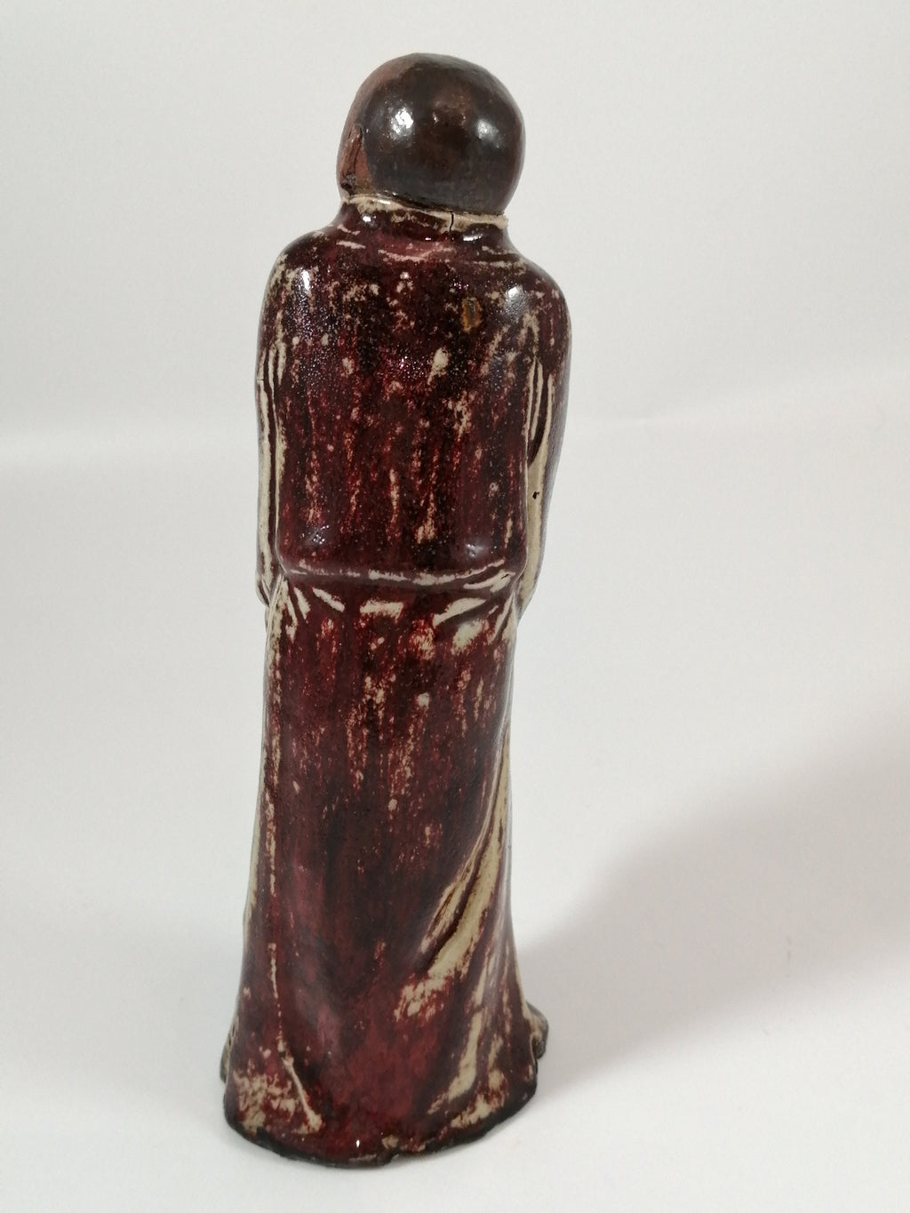 Antique Shiwan Ware Monk Figurine: Hand-Sculpted Chinese Pottery, Jun Glaze