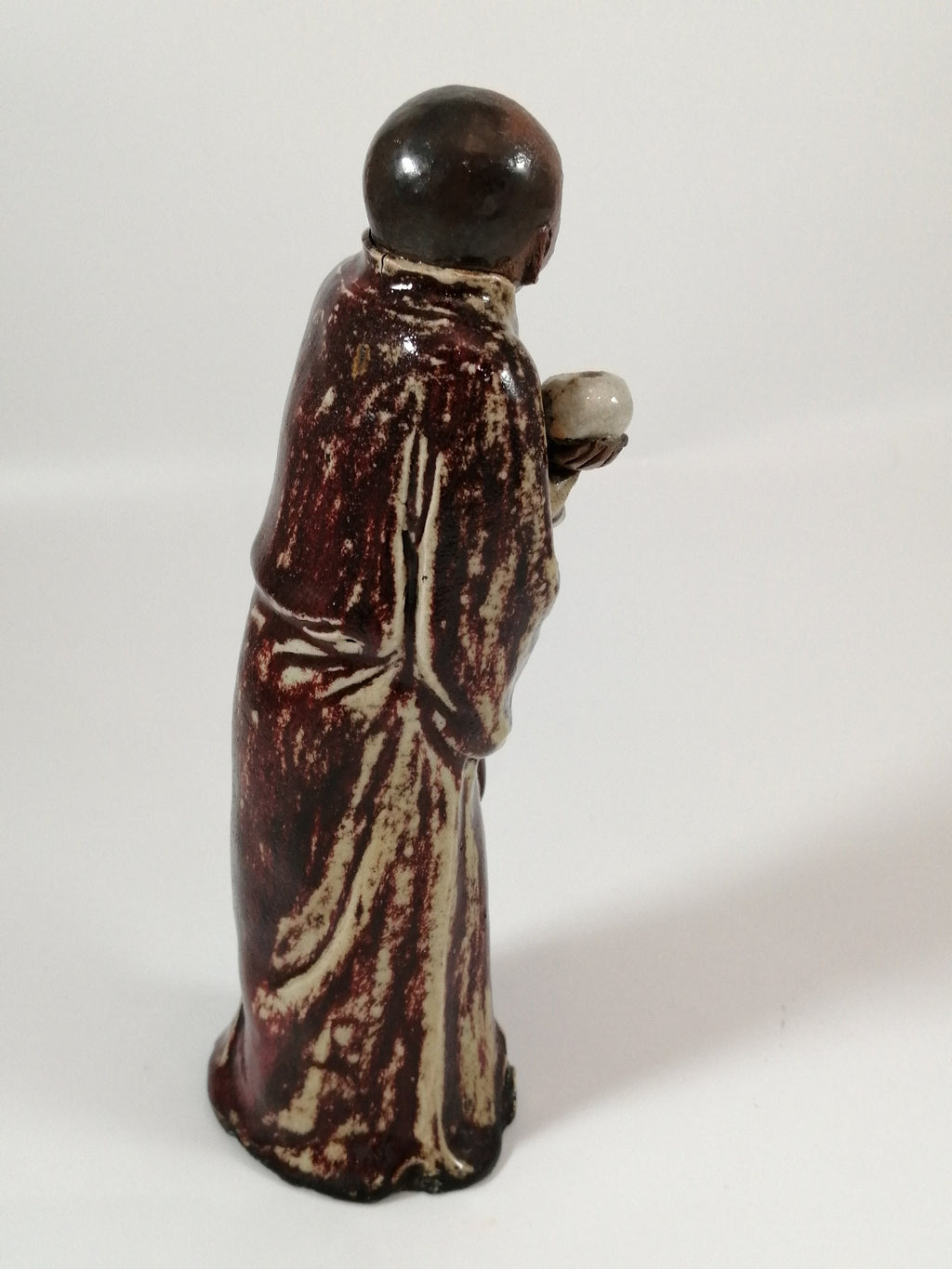 Antique Shiwan Ware Monk Figurine: Hand-Sculpted Chinese Pottery, Jun Glaze
