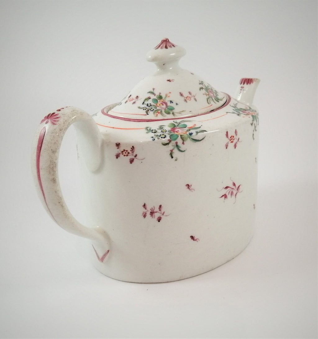 Antique New Hall Porcelain Teapot: George III Floral Teaware, Pattern 376