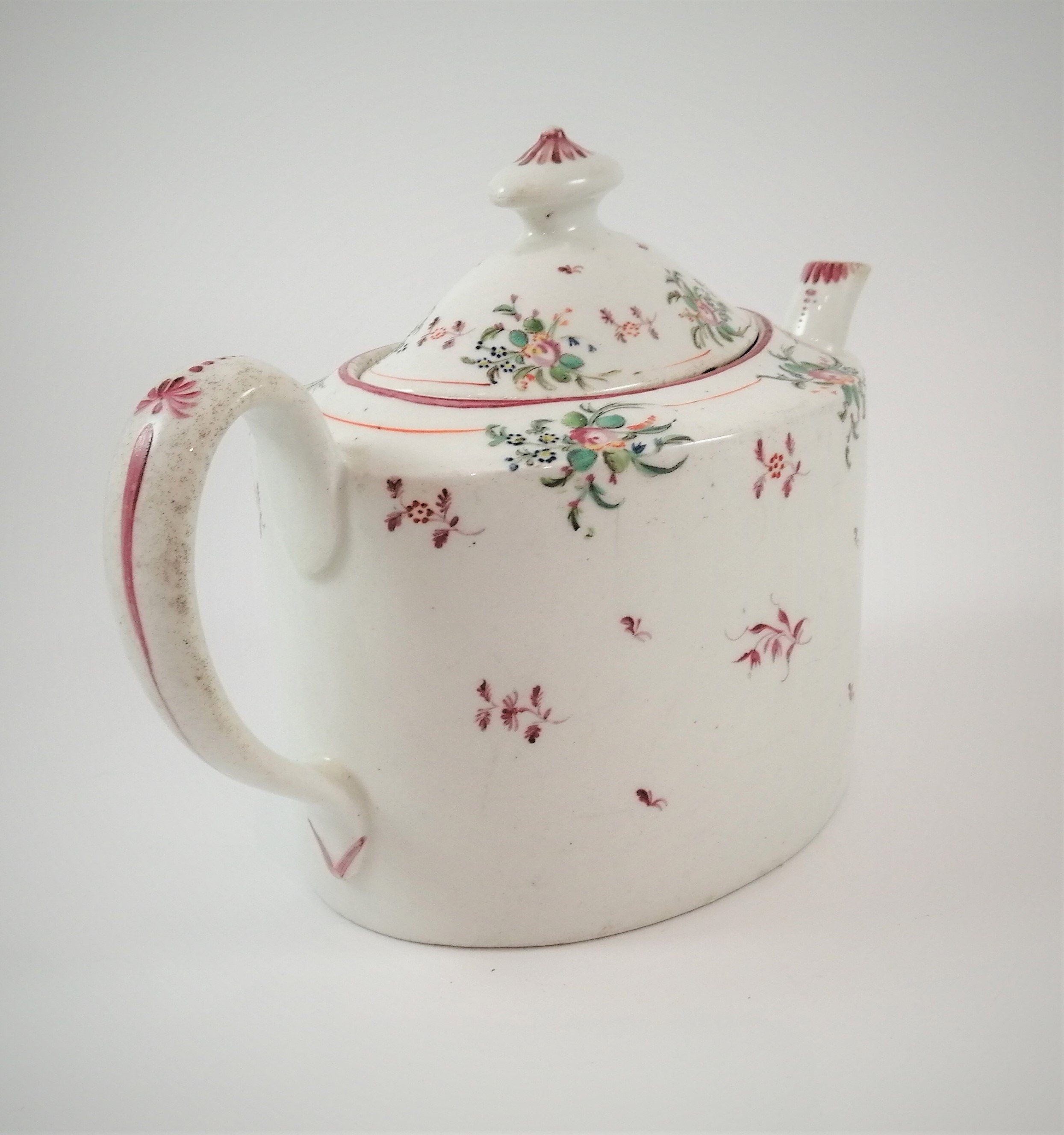 Antique New Hall Porcelain Teapot: George III Floral Teaware, Pattern 376