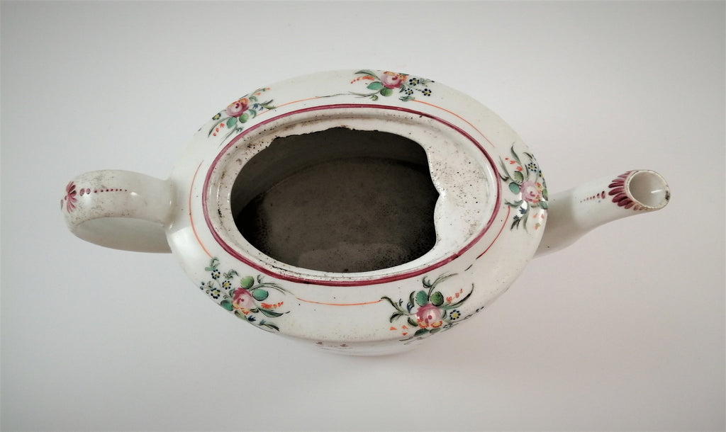 Antique New Hall Porcelain Teapot: George III Floral Teaware, Pattern 376