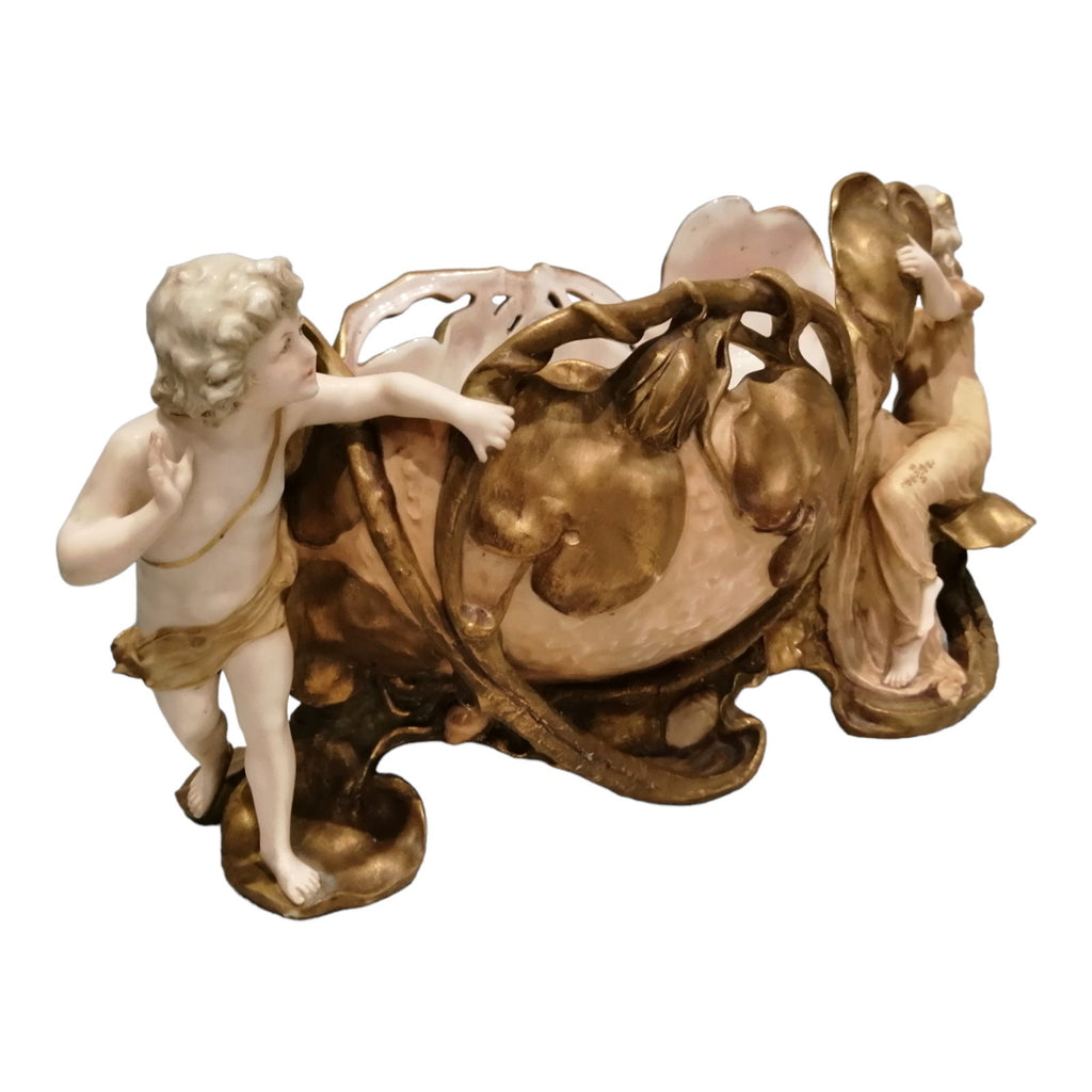 Ernst Wahliss Porcelain Centerpiece: Antique Jugendstil Bowl, Vienna Crown Mark
