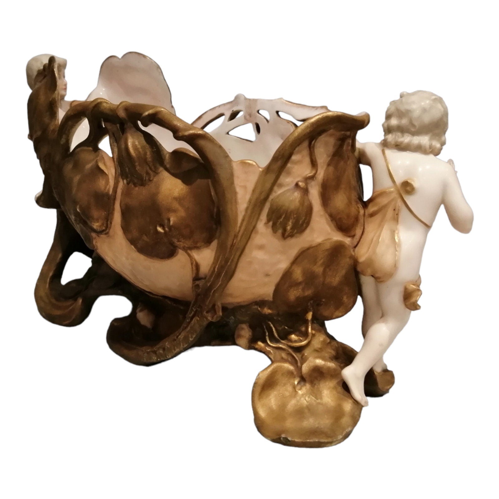 Ernst Wahliss Porcelain Centerpiece: Antique Jugendstil Bowl, Vienna Crown Mark
