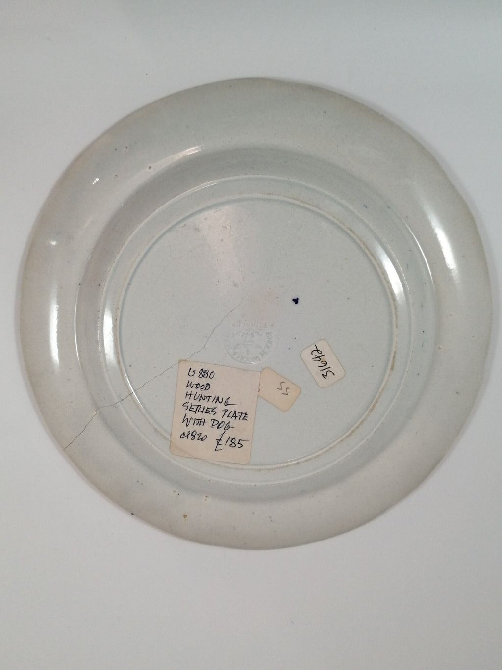 Antique Blue Transferware Plate: Enoch Wood "Hunter Dog" Sporting Scene