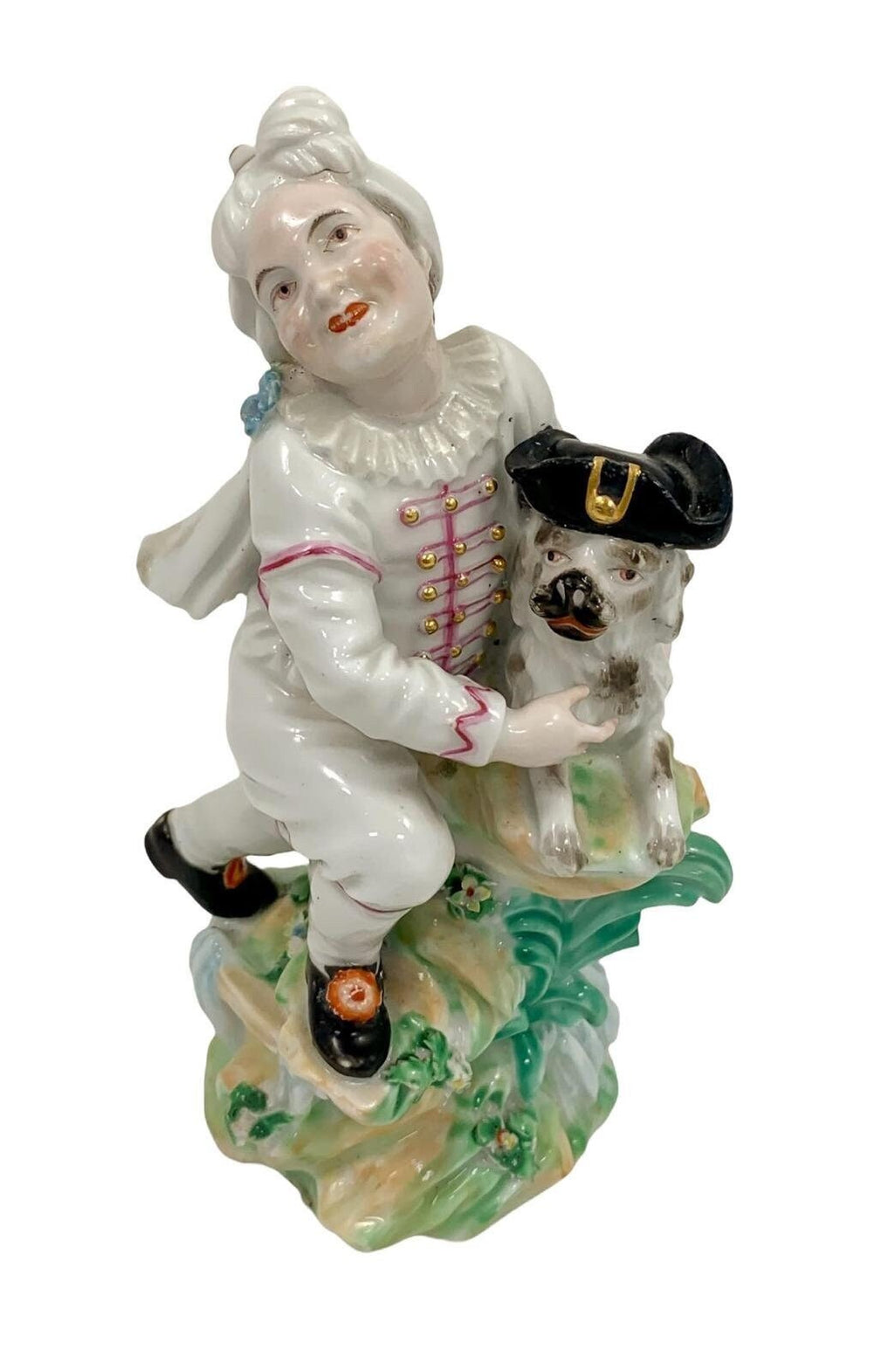 Rare Derby Porcelain Figurine: Boy with Macaroni Dog, c.1775