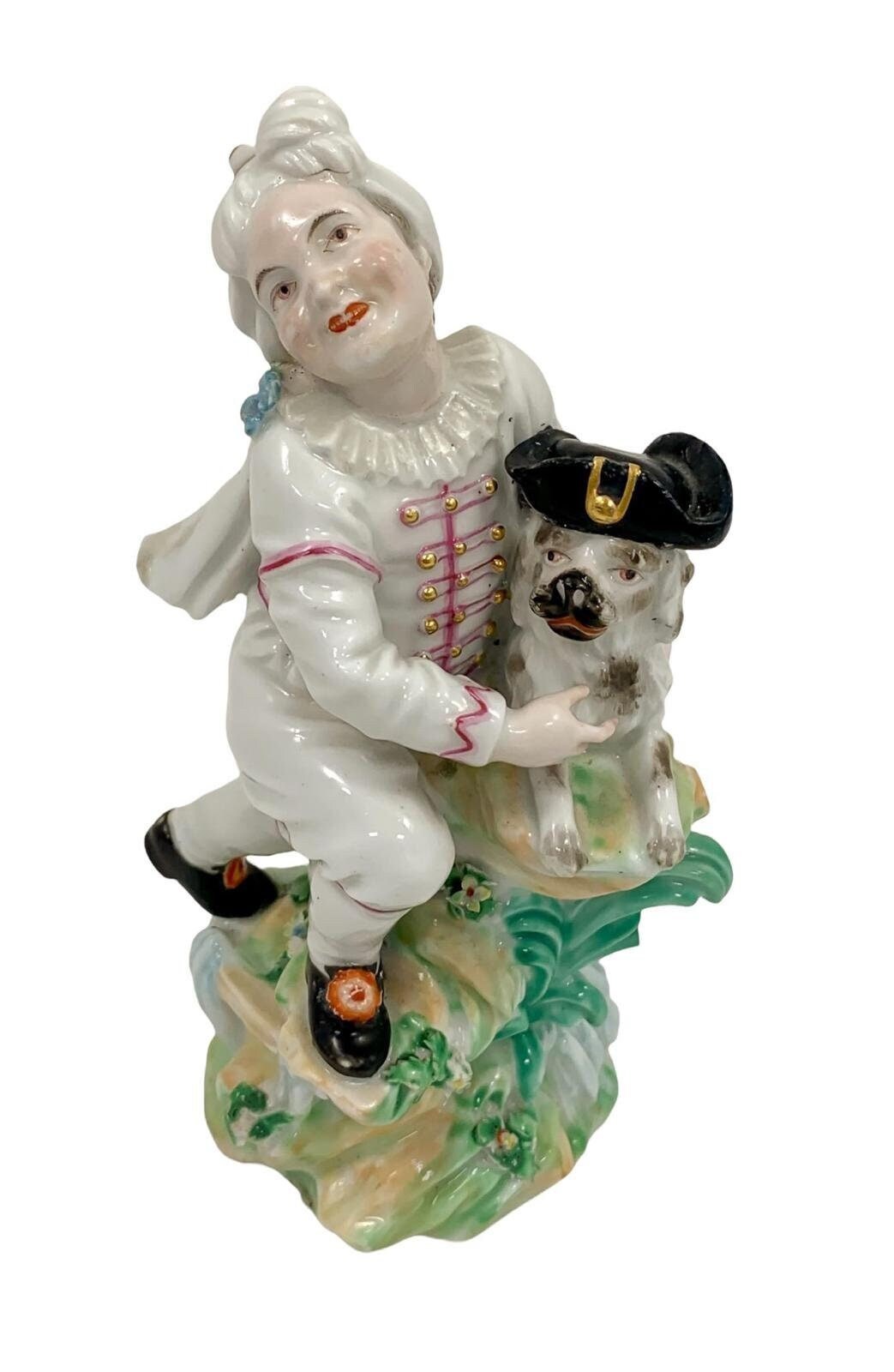 Rare Derby Porcelain Figurine: Boy with Macaroni Dog, c.1775