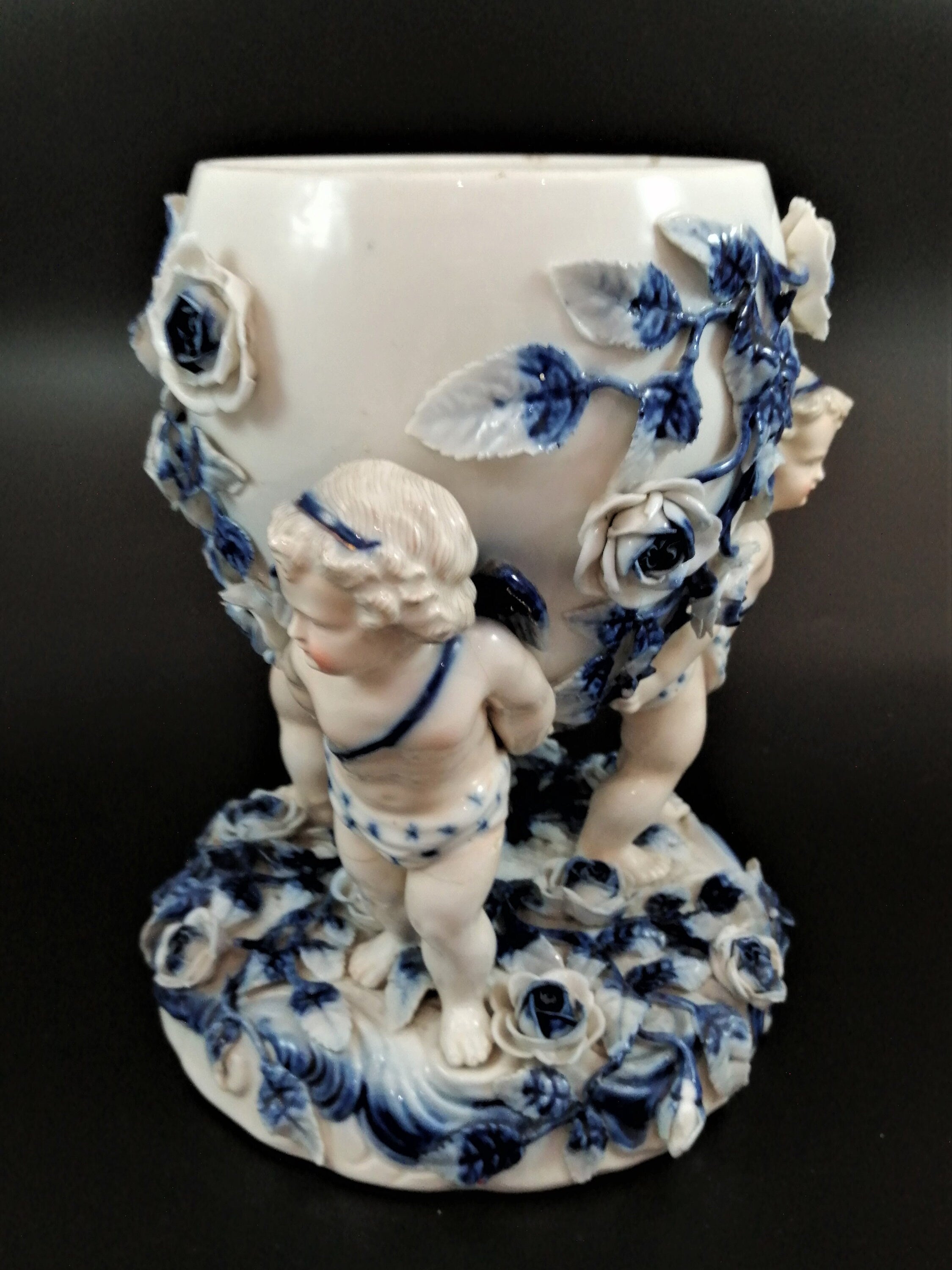Antique Sitzendorf porcelain vase, late 19th century