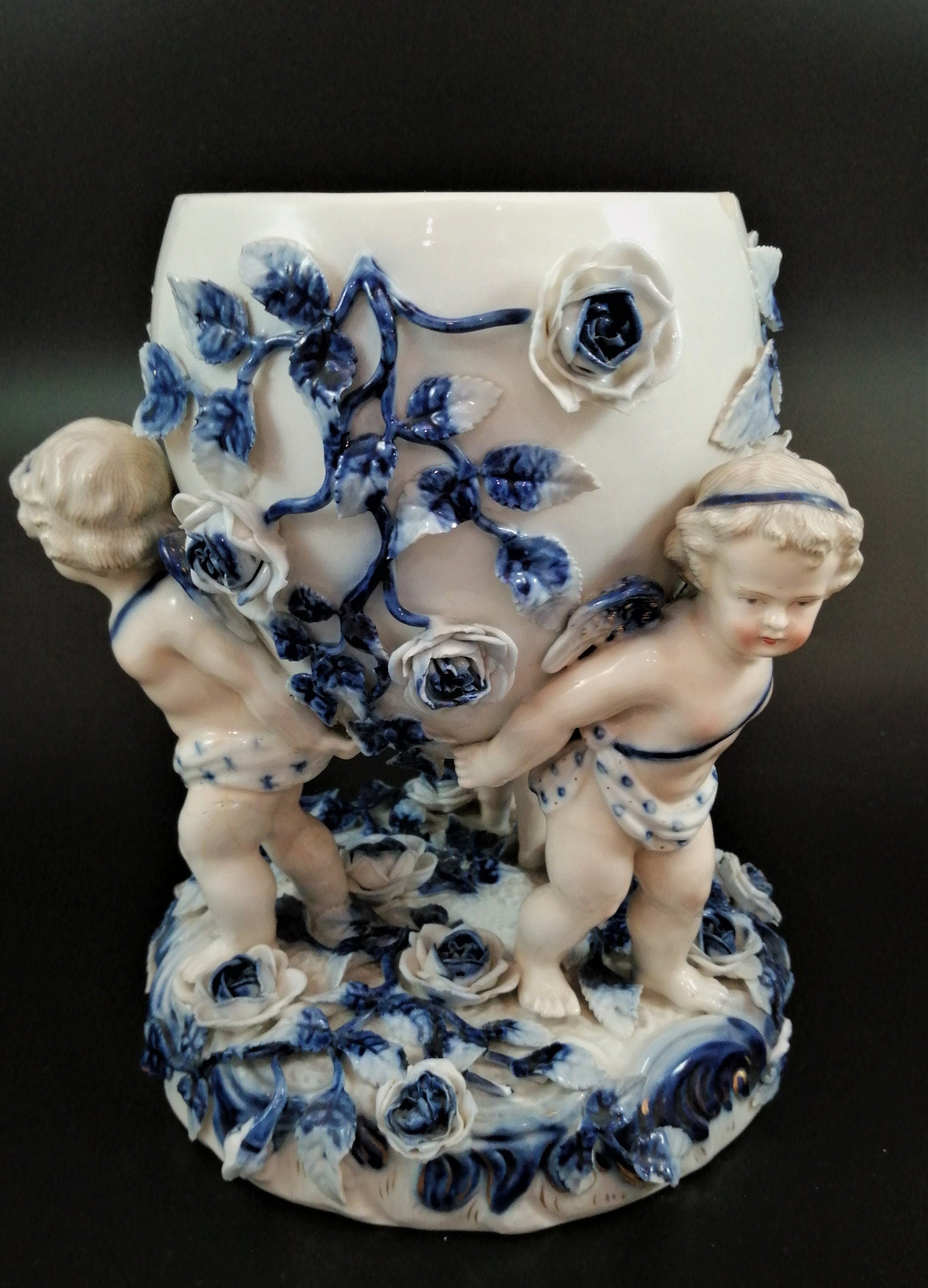 Antique Sitzendorf porcelain vase, late 19th century