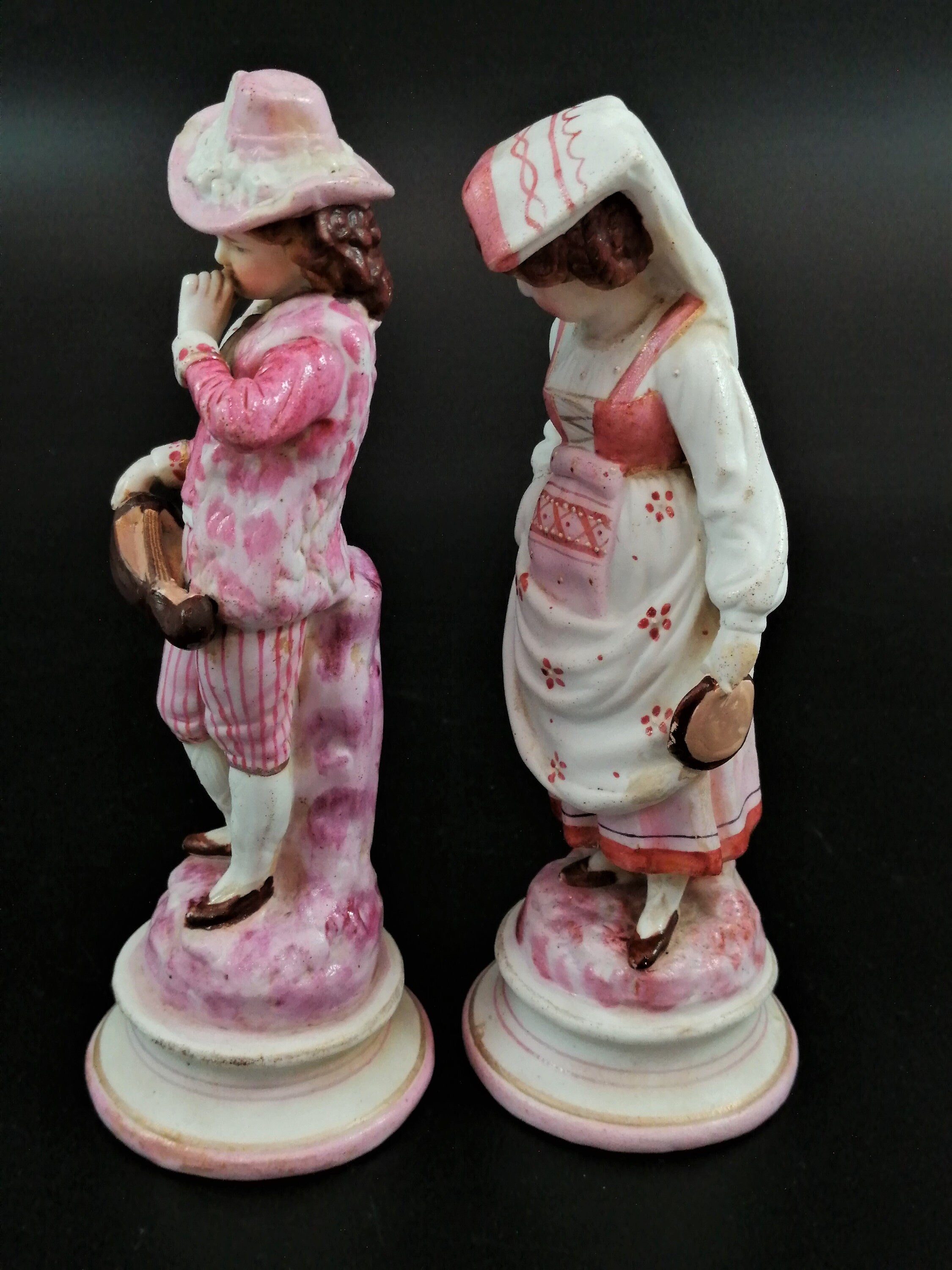18th Century French Biscuit Porcelain Musicians Figurines: Rococo Decor