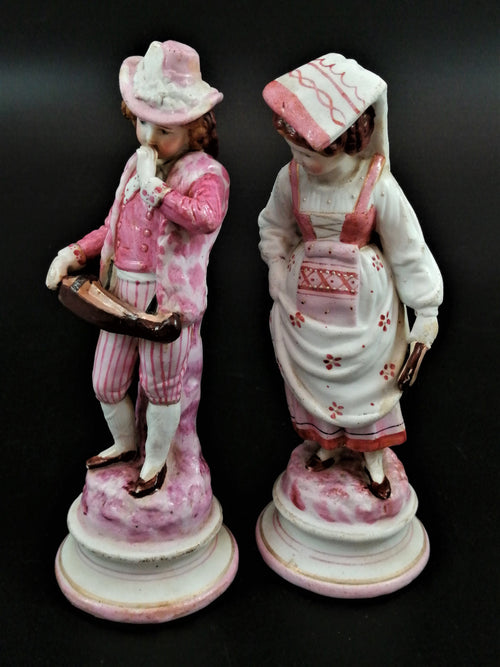 18th Century French Biscuit Porcelain Musicians Figurines: Rococo Decor