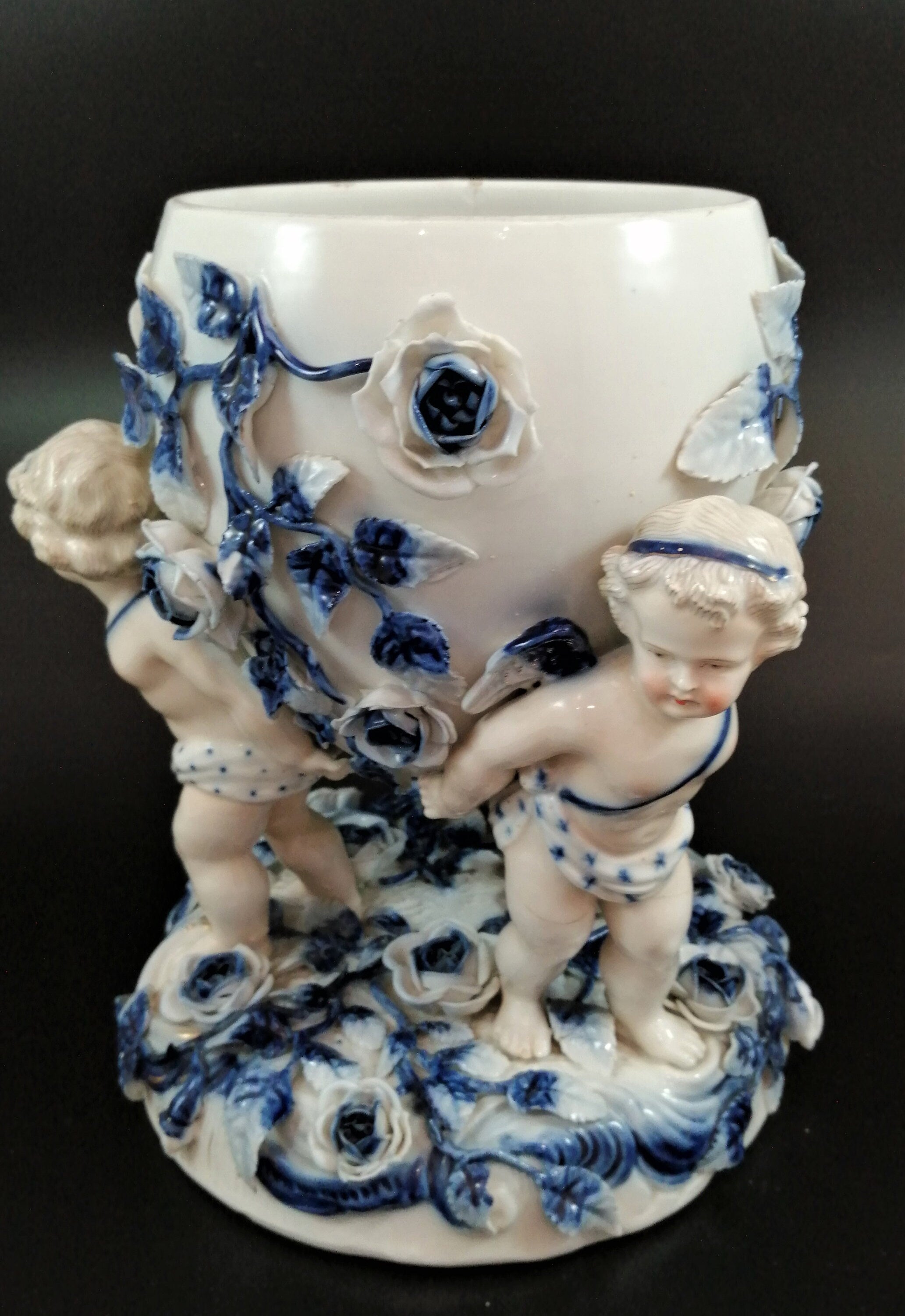 Antique Sitzendorf porcelain vase, late 19th century