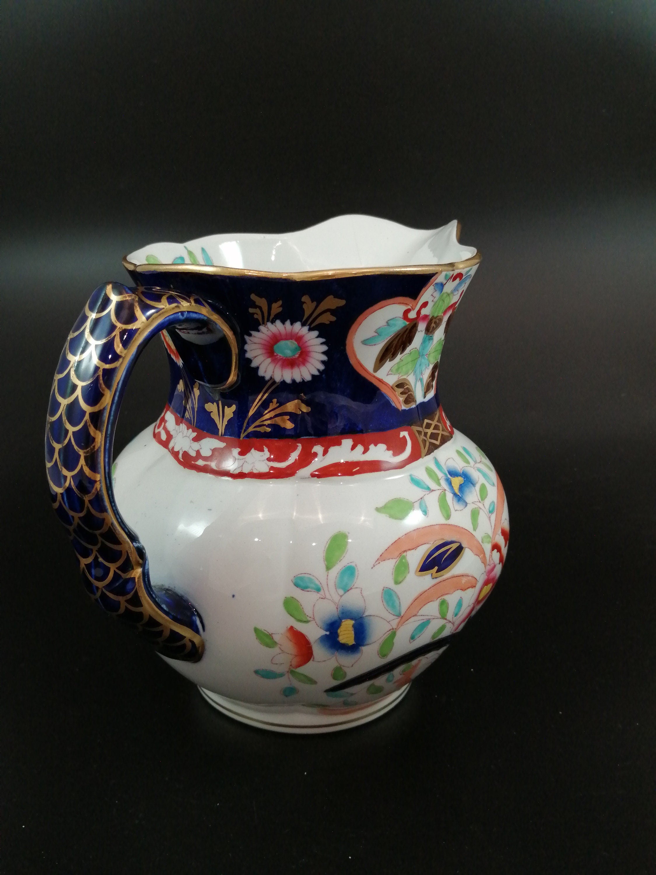 Antique Mason's Ironstone Pitcher and Basin Set: Floral Transferware, c. 1815