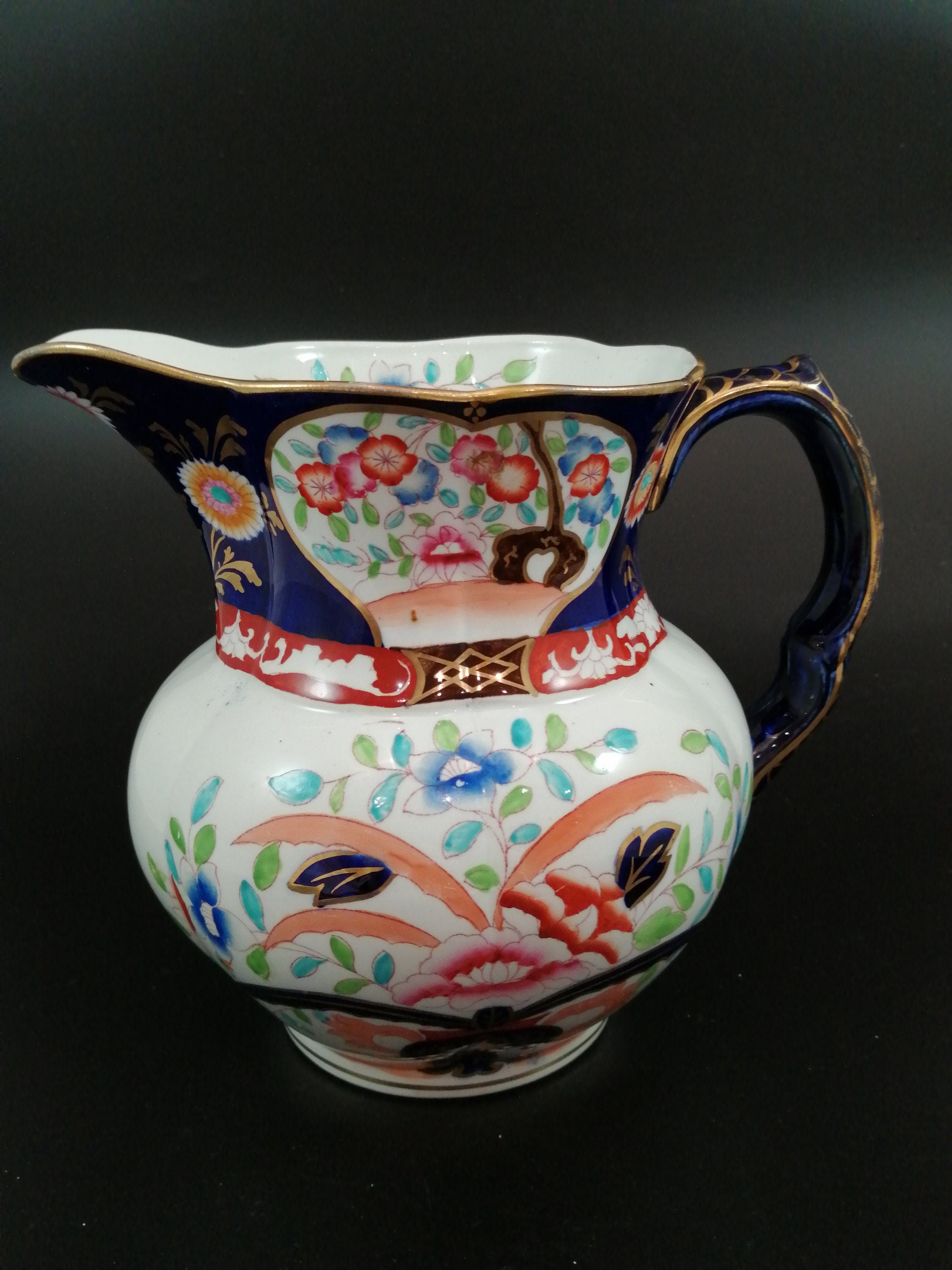 Antique Mason's Ironstone Pitcher and Basin Set: Floral Transferware, c. 1815