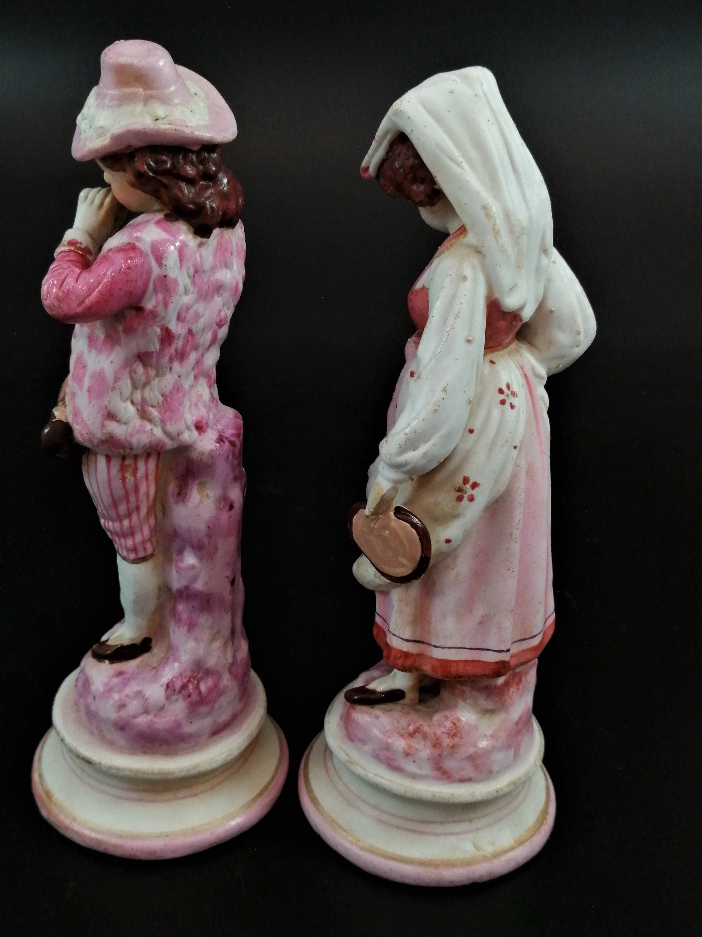 18th Century French Biscuit Porcelain Musicians Figurines: Rococo Decor