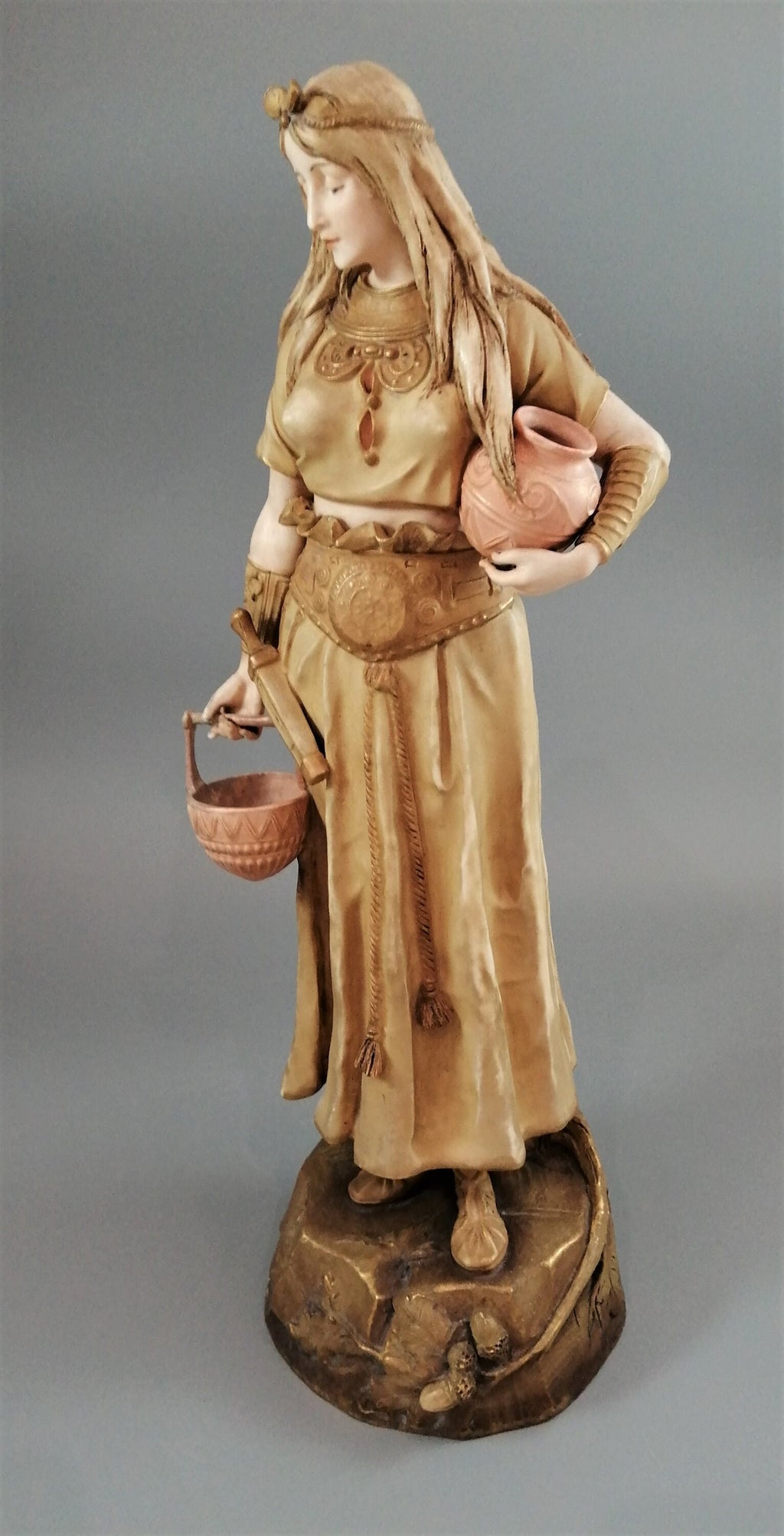 Ernst Wahliss Art Nouveau Porcelain Figurine: Bohemian Warrior Princess, 41cm