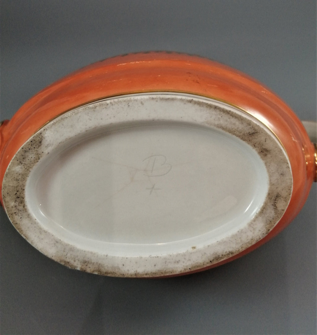 Flight & Barr Worcester Teapot: Georgian Orange Gilt Porcelain, c. 1790s