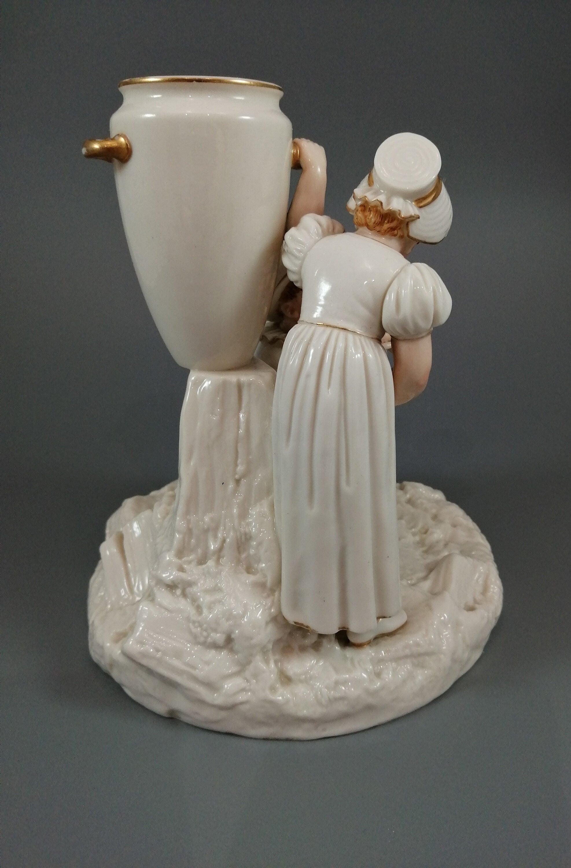 Rare Royal Worcester Figurine: Kate Greenaway Boy & Girl, Antique Decor