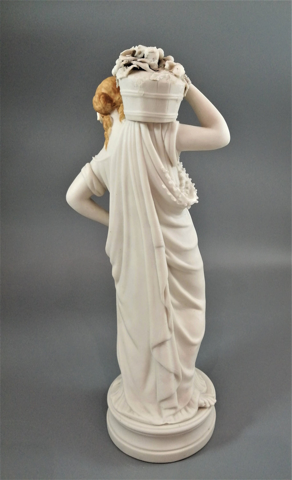 Minton Parian Porcelain Figurine: 19th Century Girl with Flowers (33 cm)