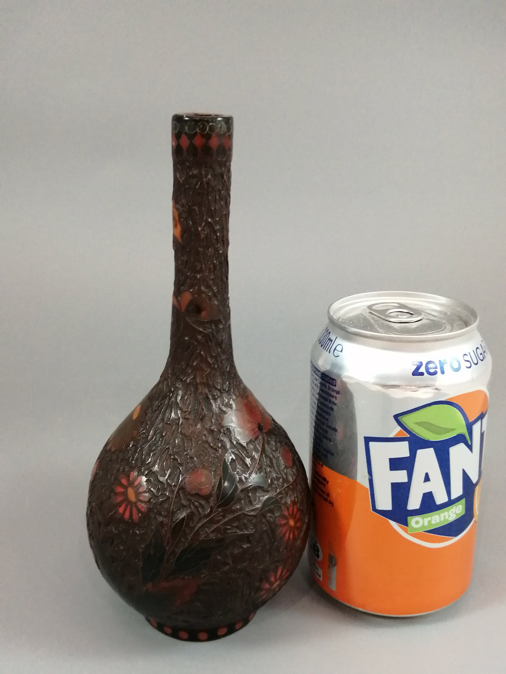 Meiji Japanese Totai-Shippo Vase: Cloisonné Butterflies, Tree Bark Glaze