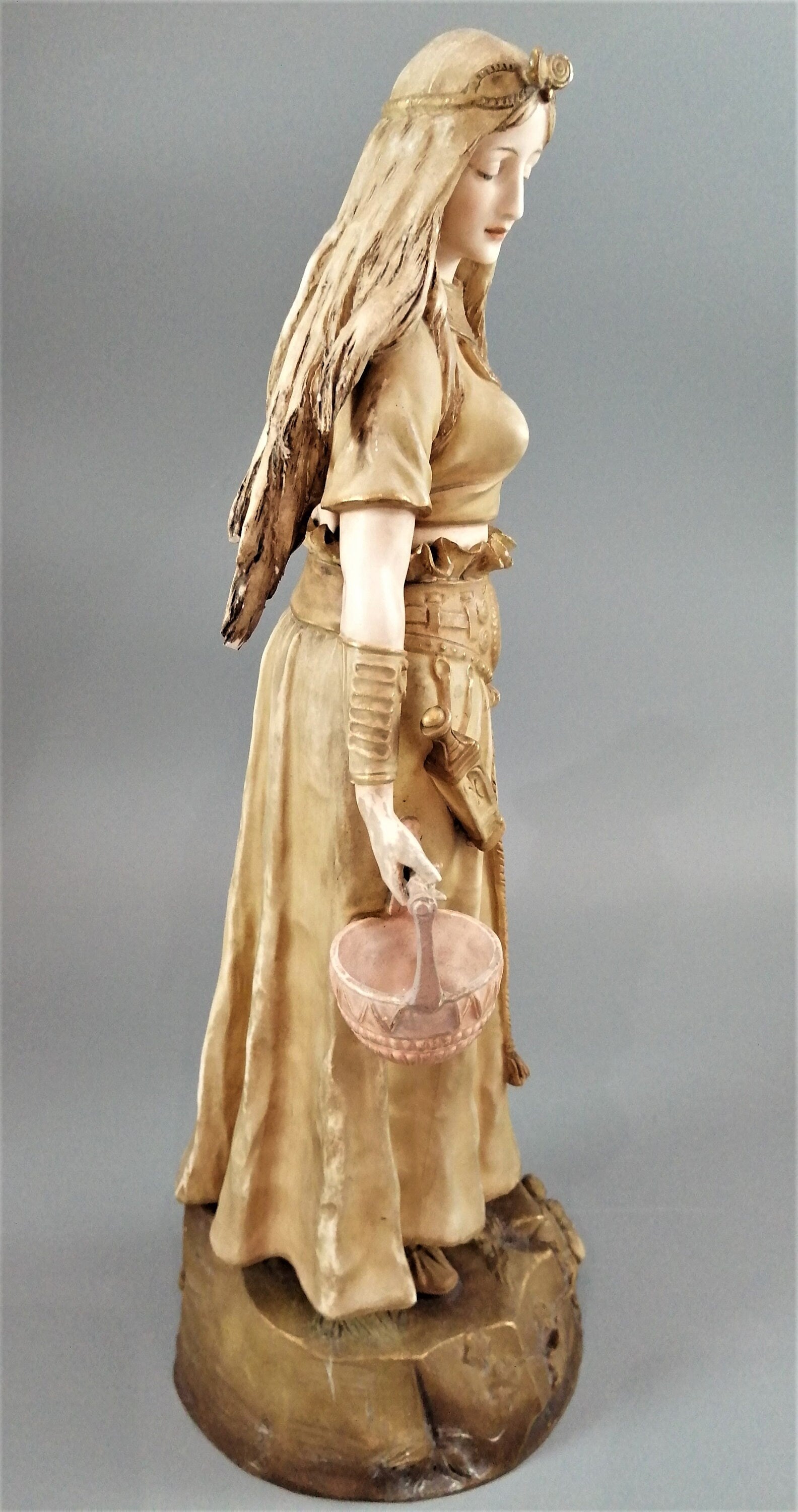 Ernst Wahliss Art Nouveau Porcelain Figurine: Bohemian Warrior Princess, 41cm
